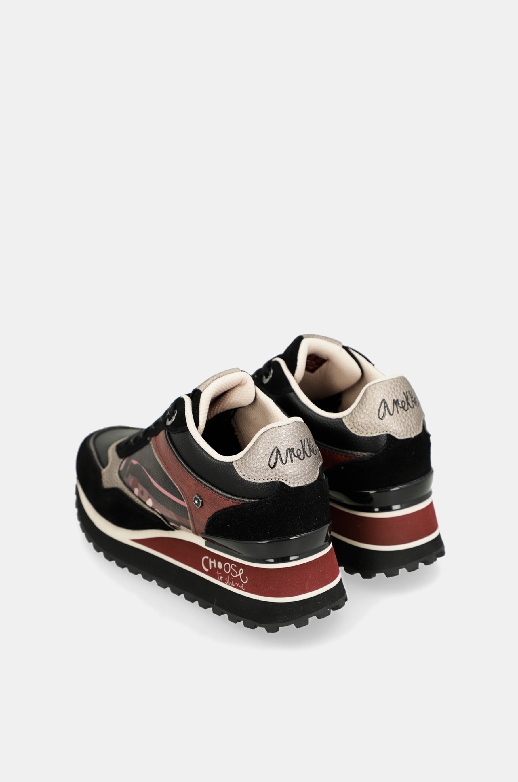 Printed black platform sneakers