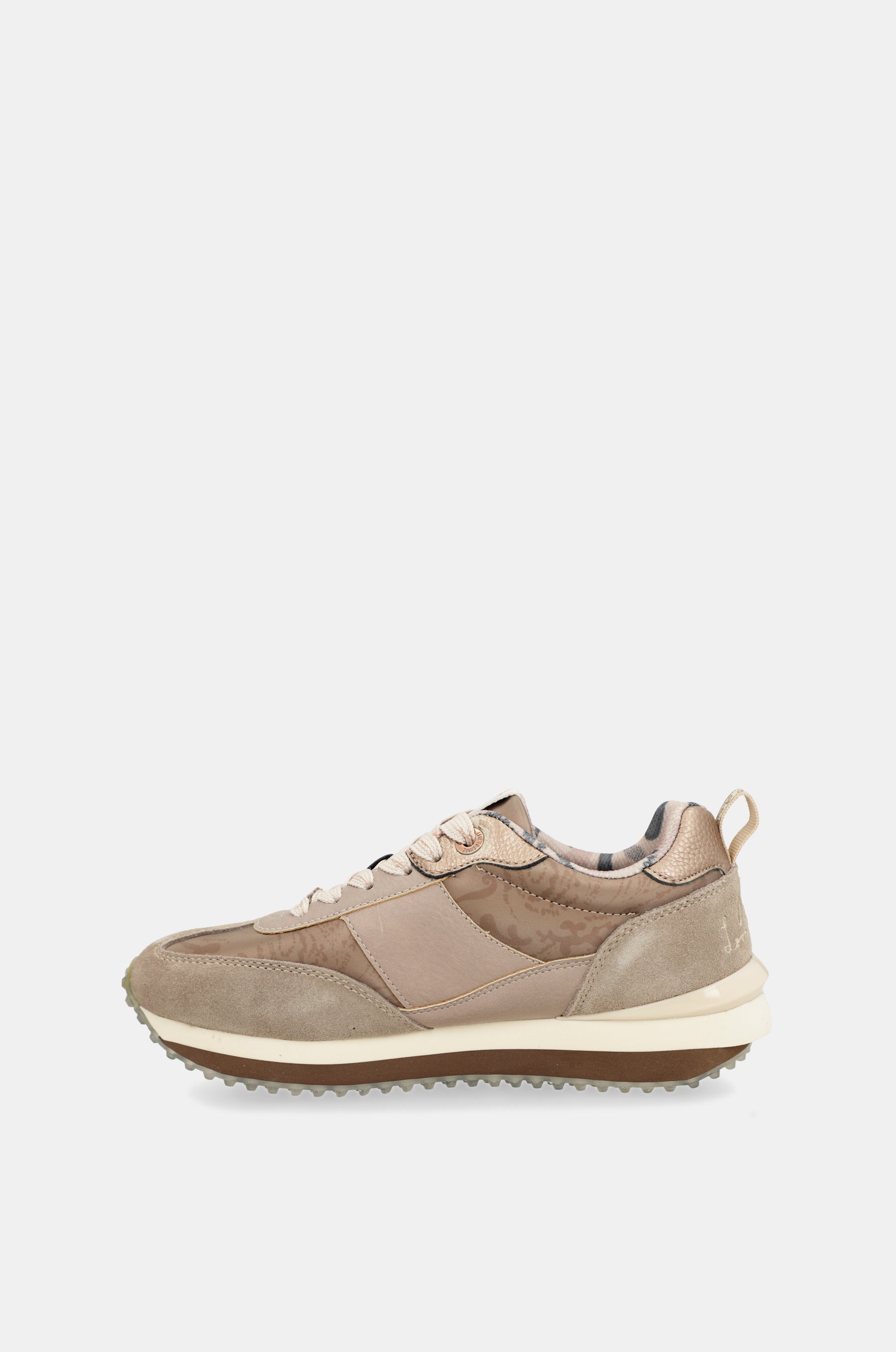 Beige sneakers with multicoloured sole