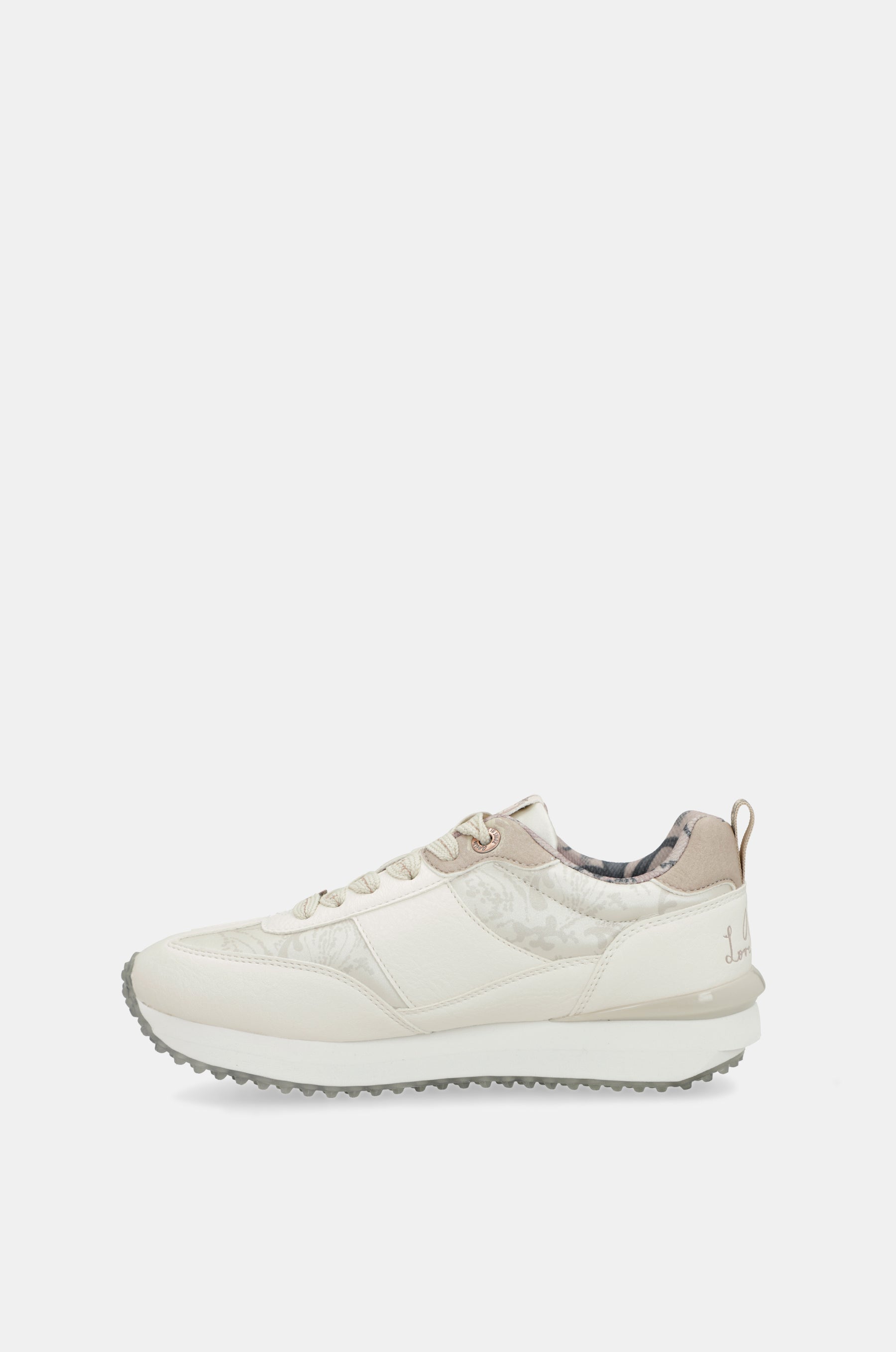 White sneakers with multicoloured sole