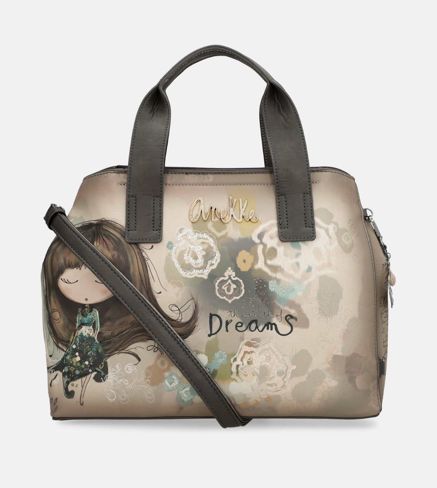 Real handbag with shoulder strap