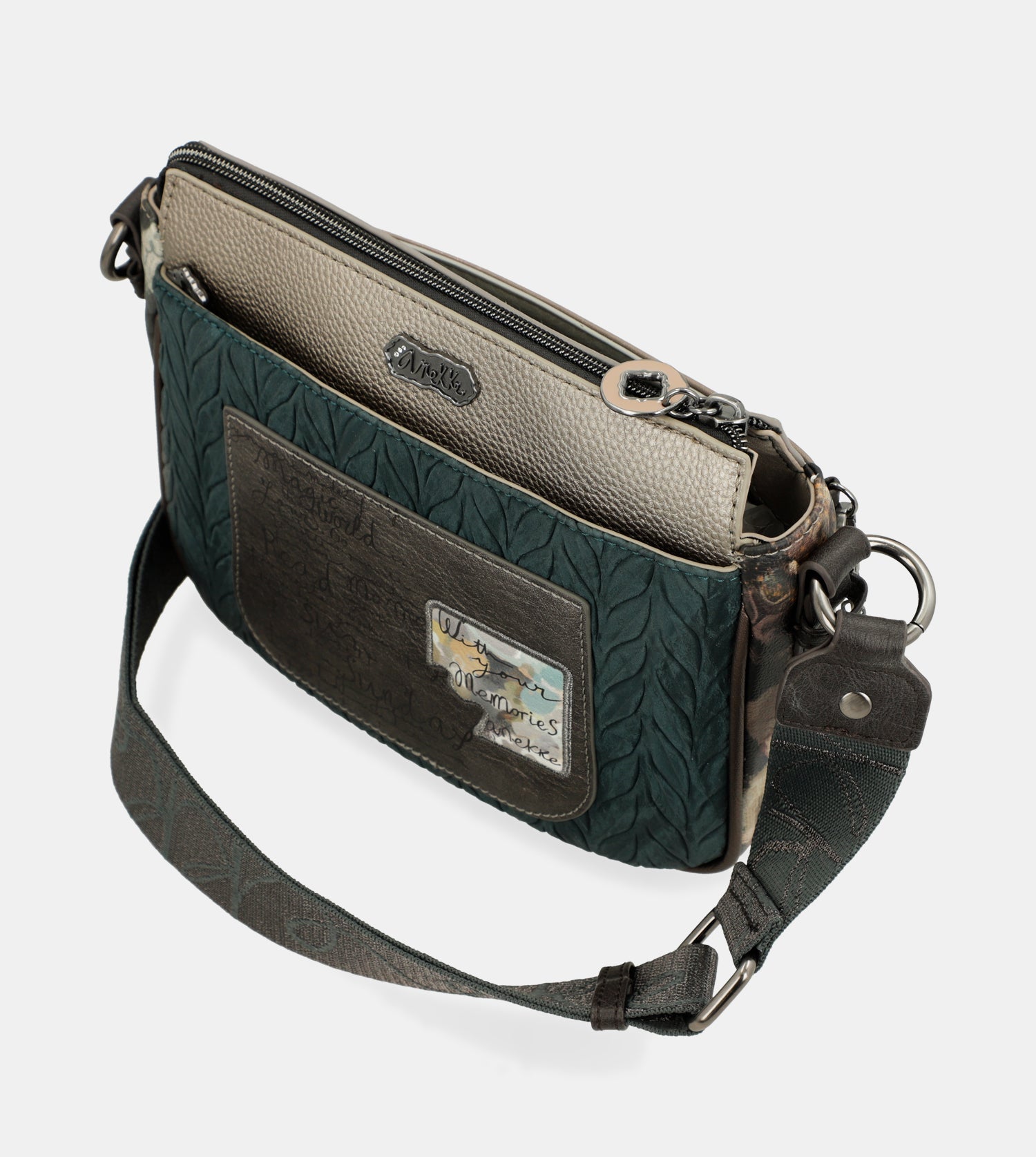 Real 3-compartment medium crossbody bag