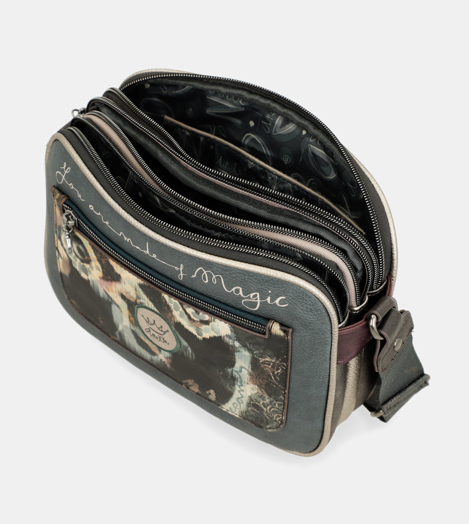 Real 3-compartment crossbody bag