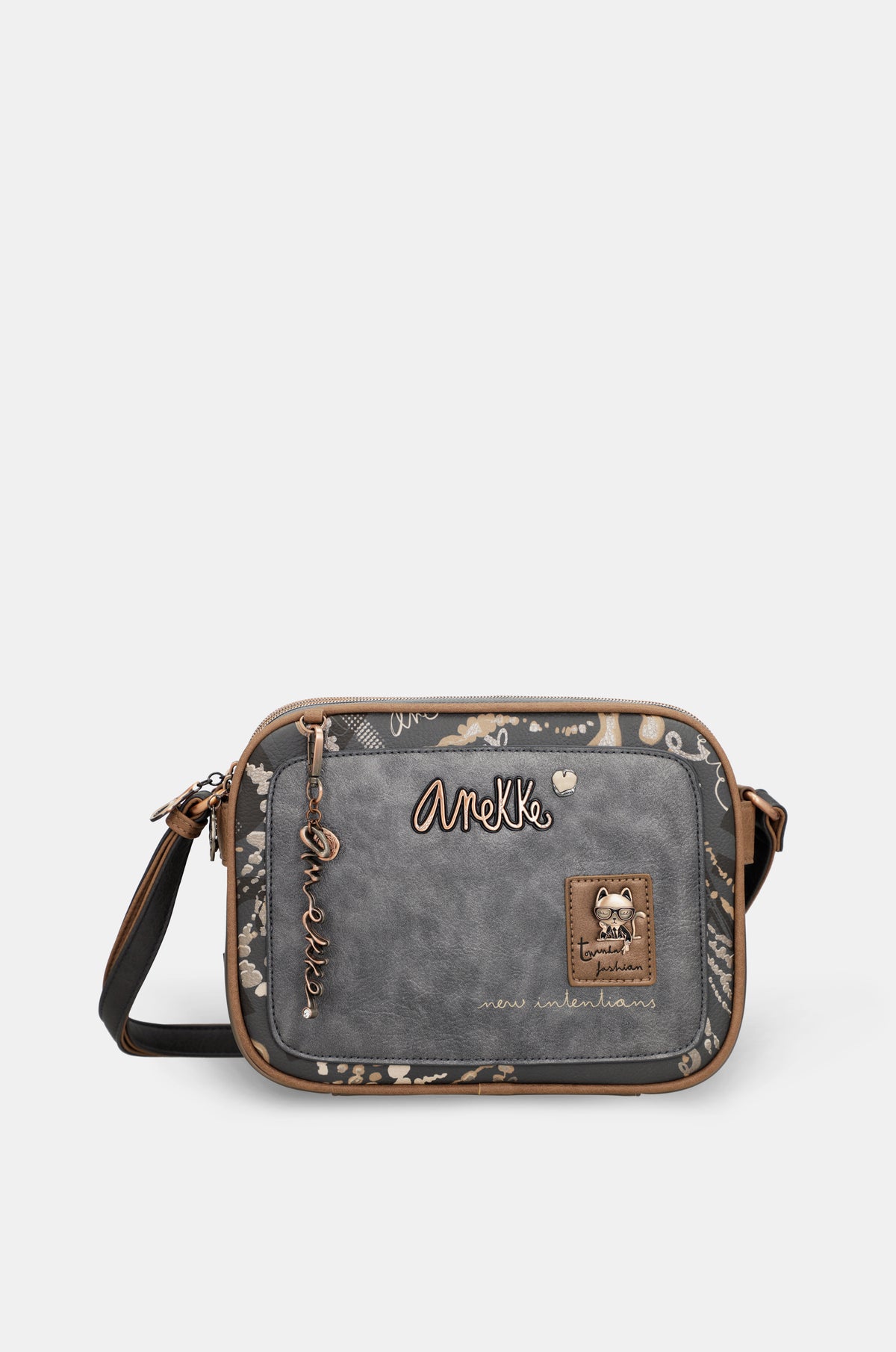 Bolso Bandolera Anekke 3 Compartimentos - Multicolor, Correa Ajustable, 100% Poliuretano, 27x19.5x9 Cm
