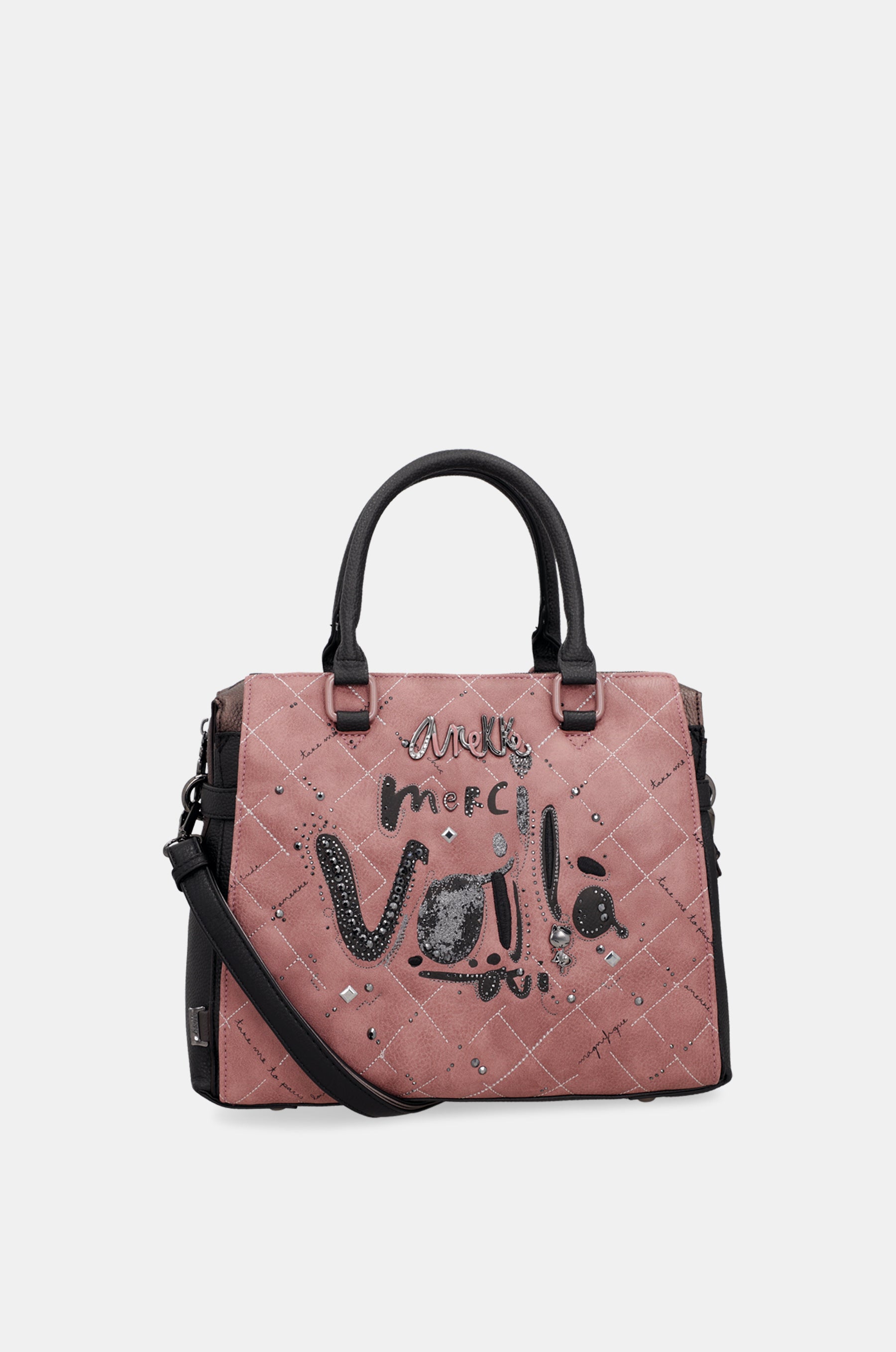 Parisian short-handle bag with shoulder strap