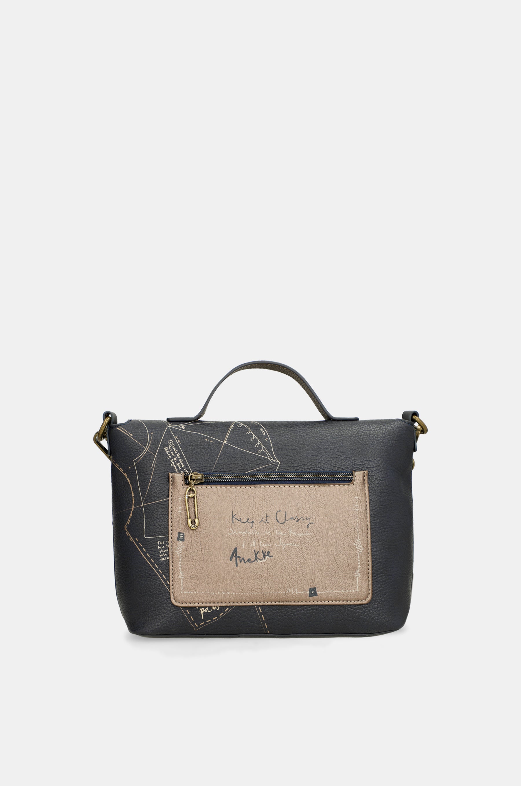 Studio crossbody bag with flap and short handle