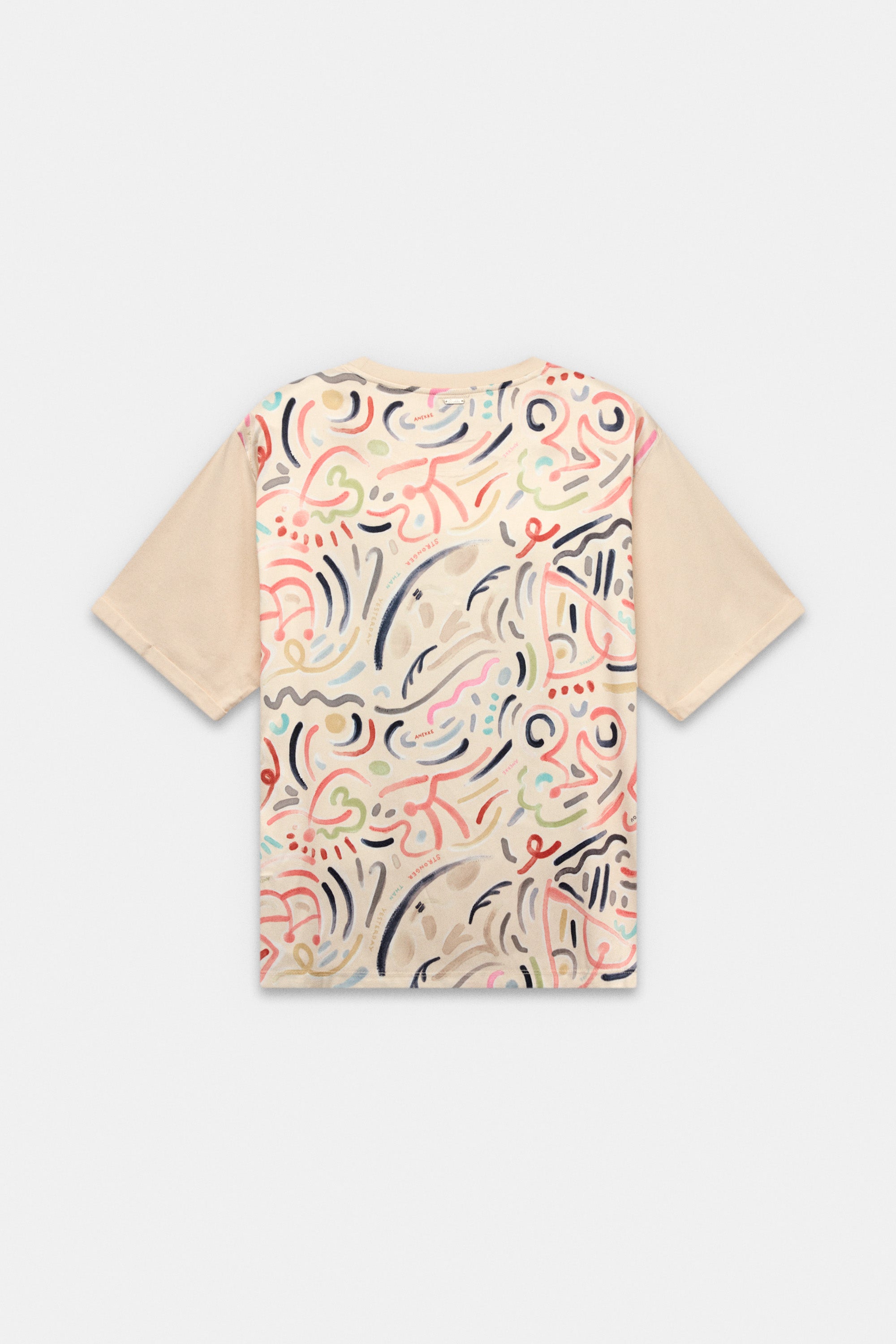 Beige short-sleeve T-shirt with print