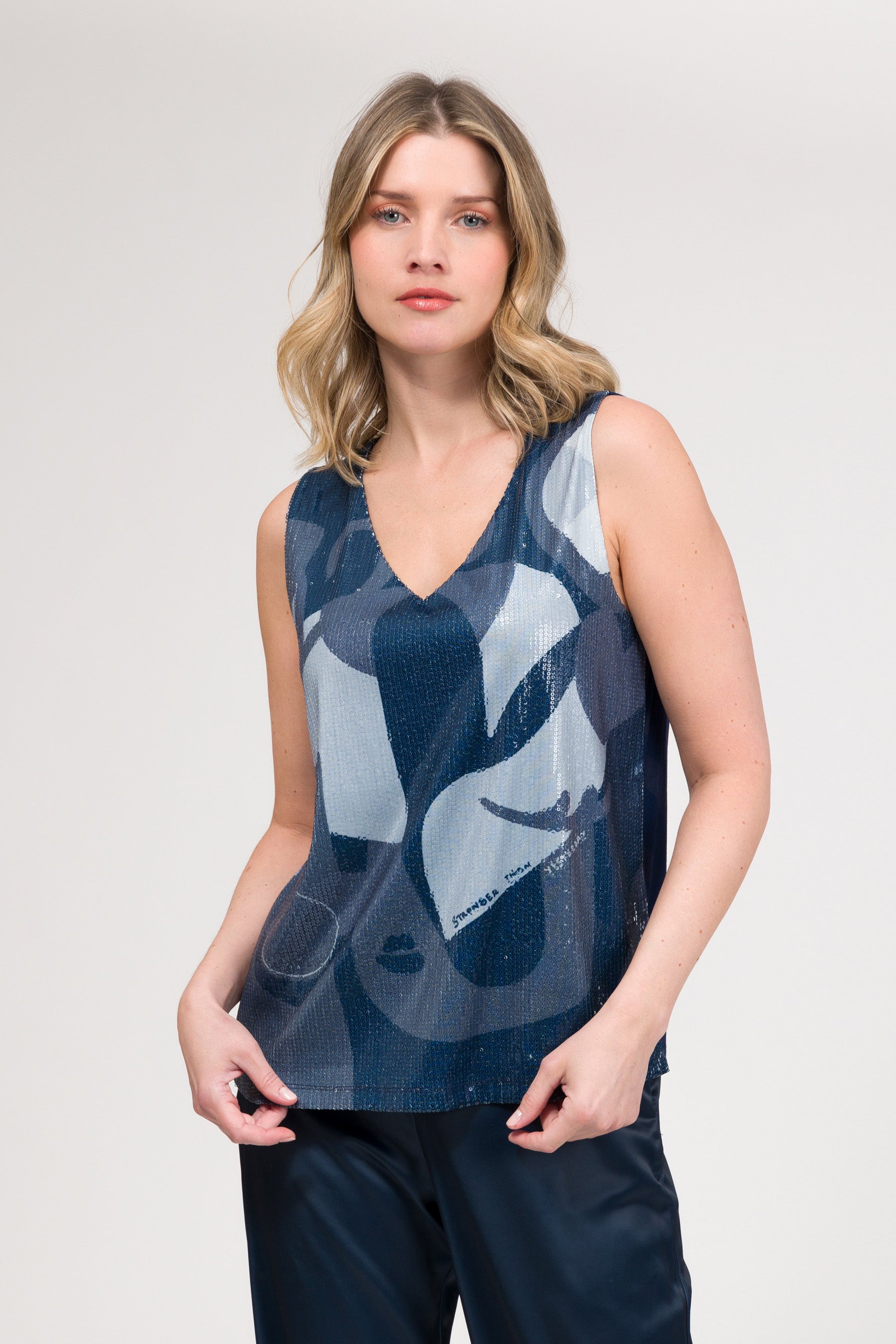 Blue sequin T-shirt