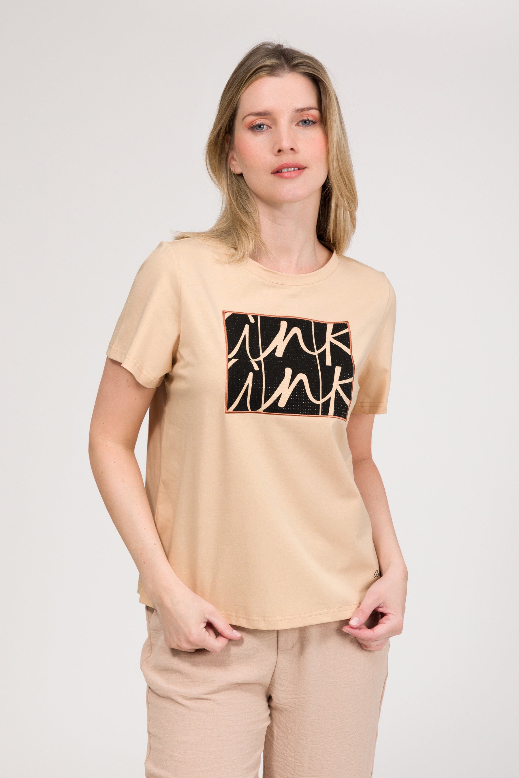 Beige short-sleeve T-shirt