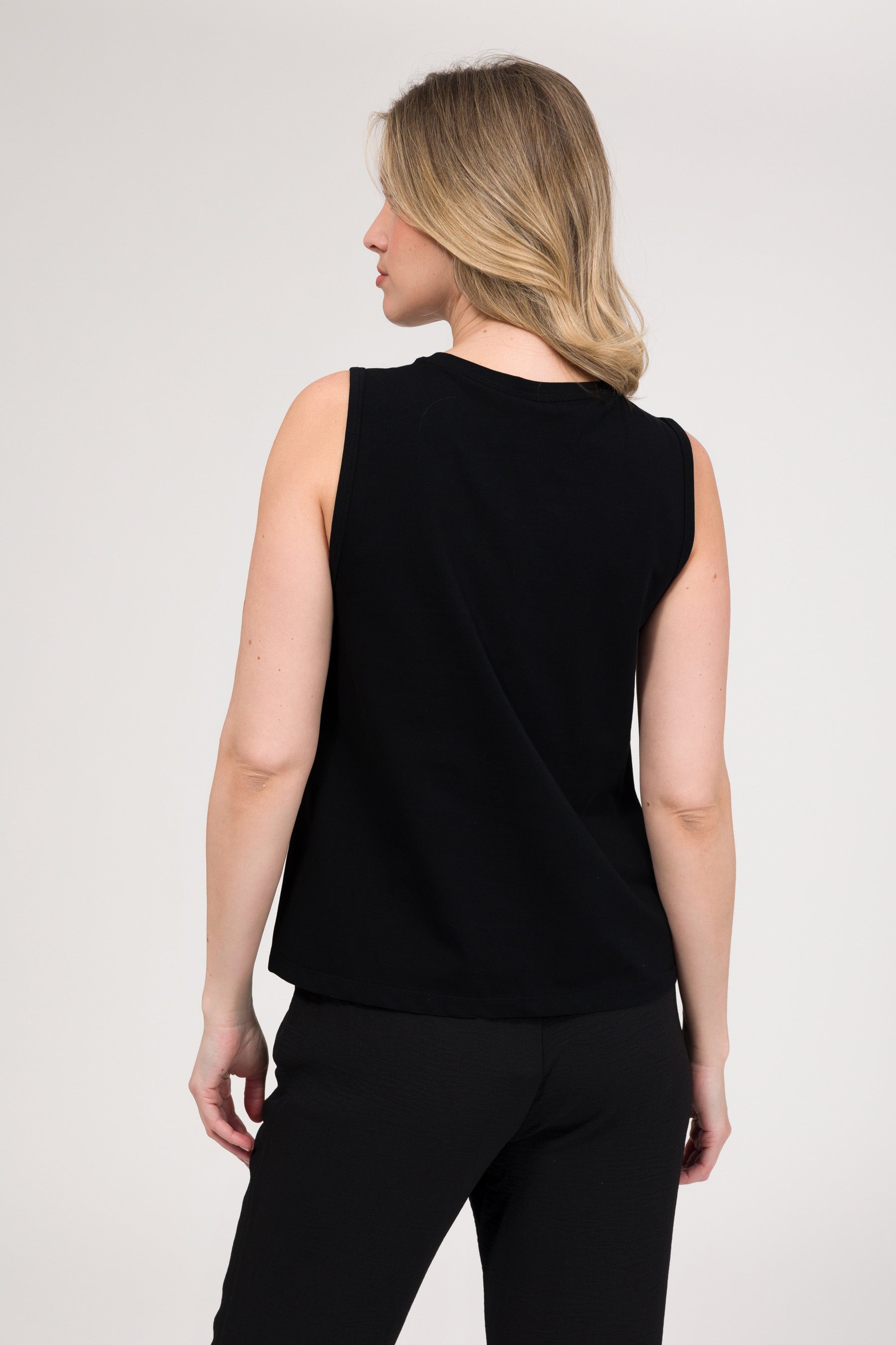 Black sleeveless top