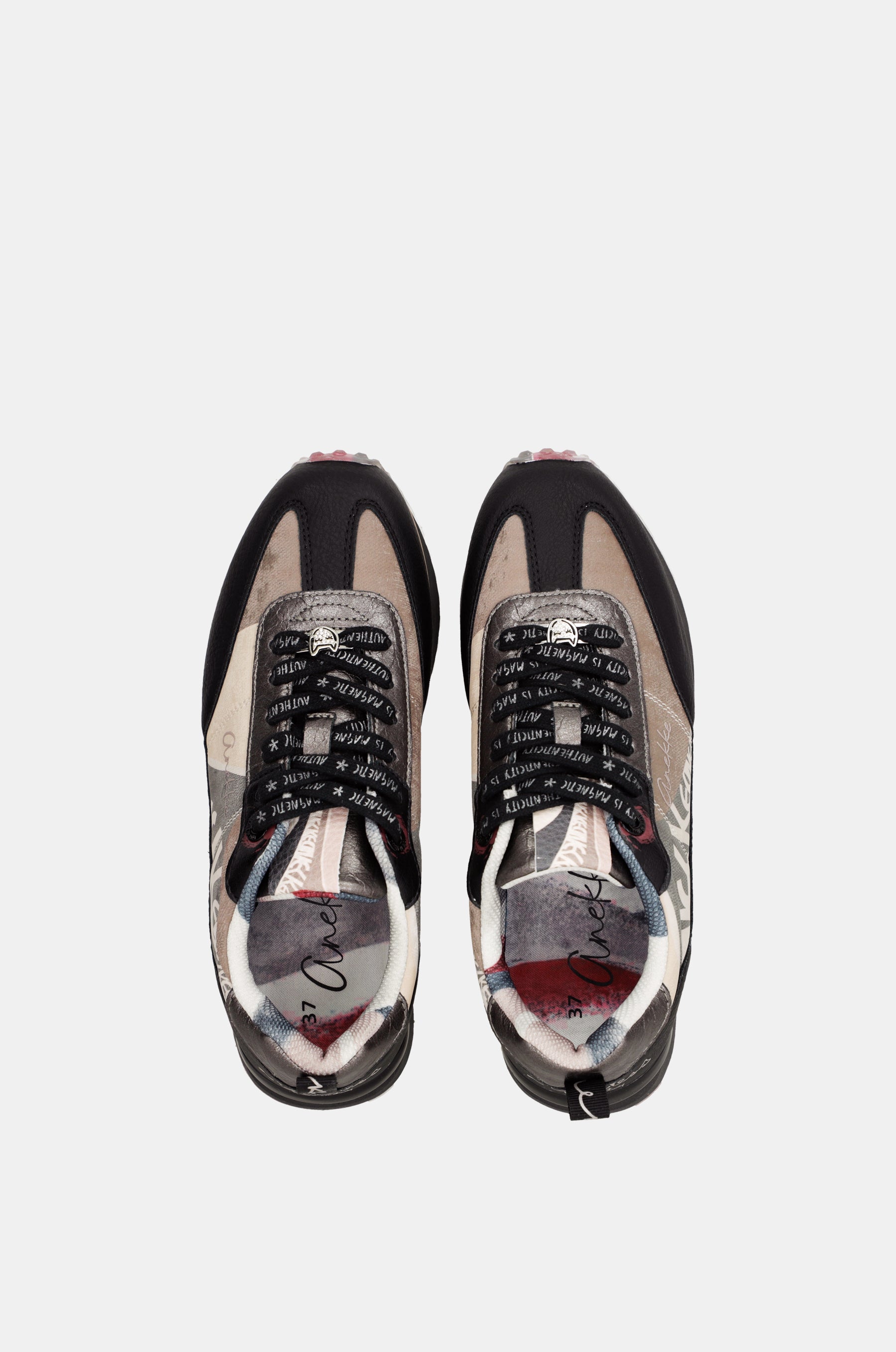 Black and pink sneakers