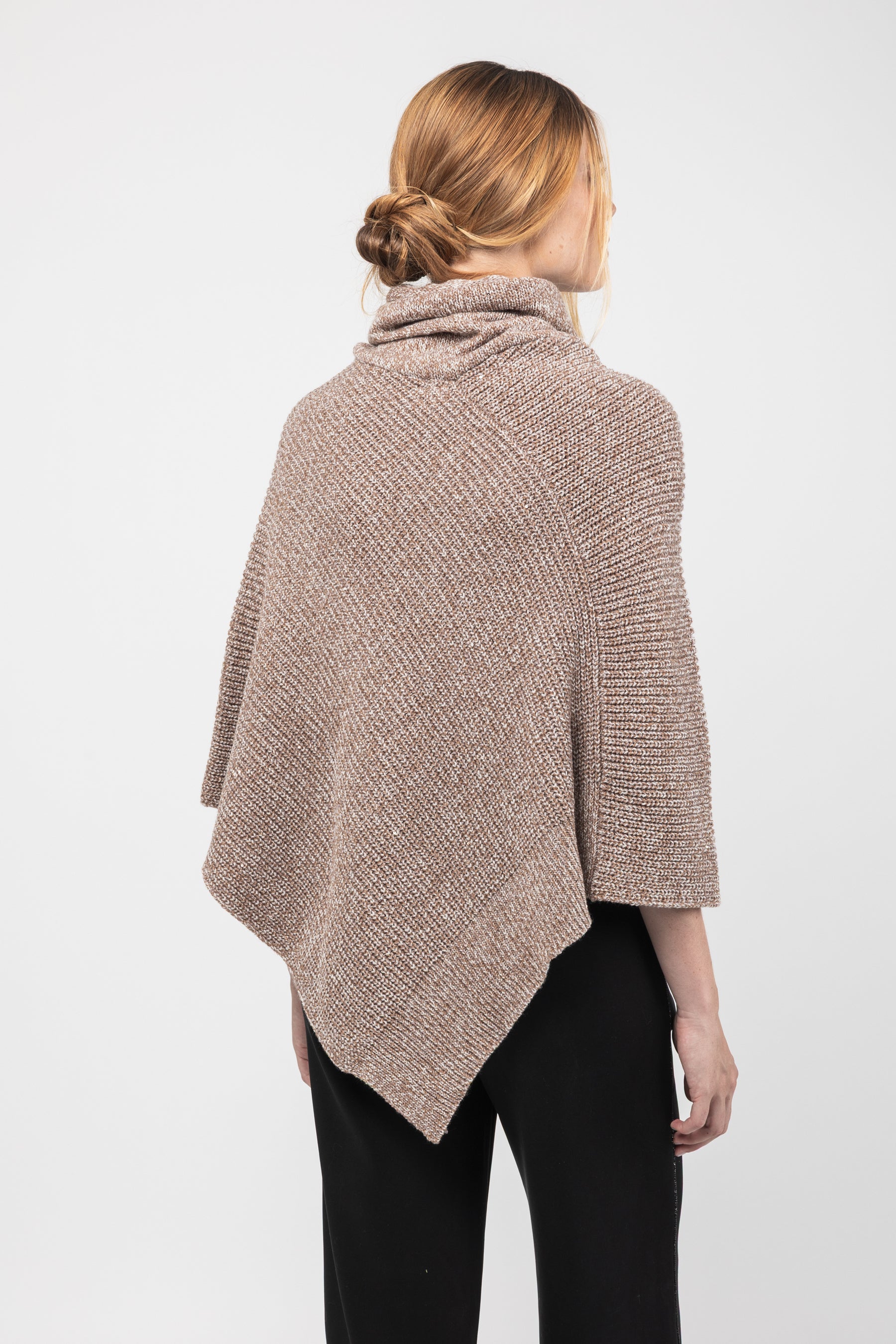 Beige turtleneck poncho