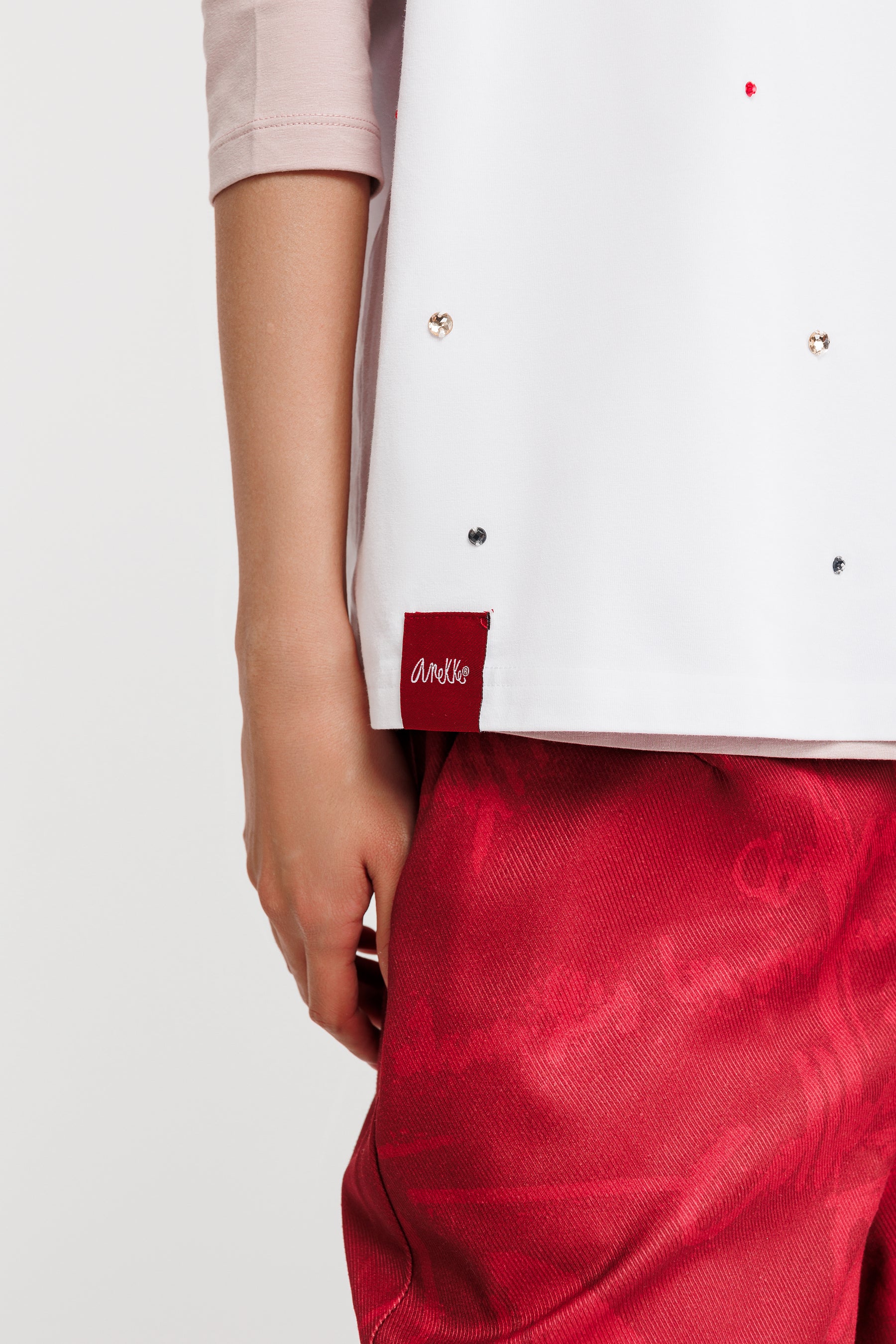 White studded short sleeve T-shirt