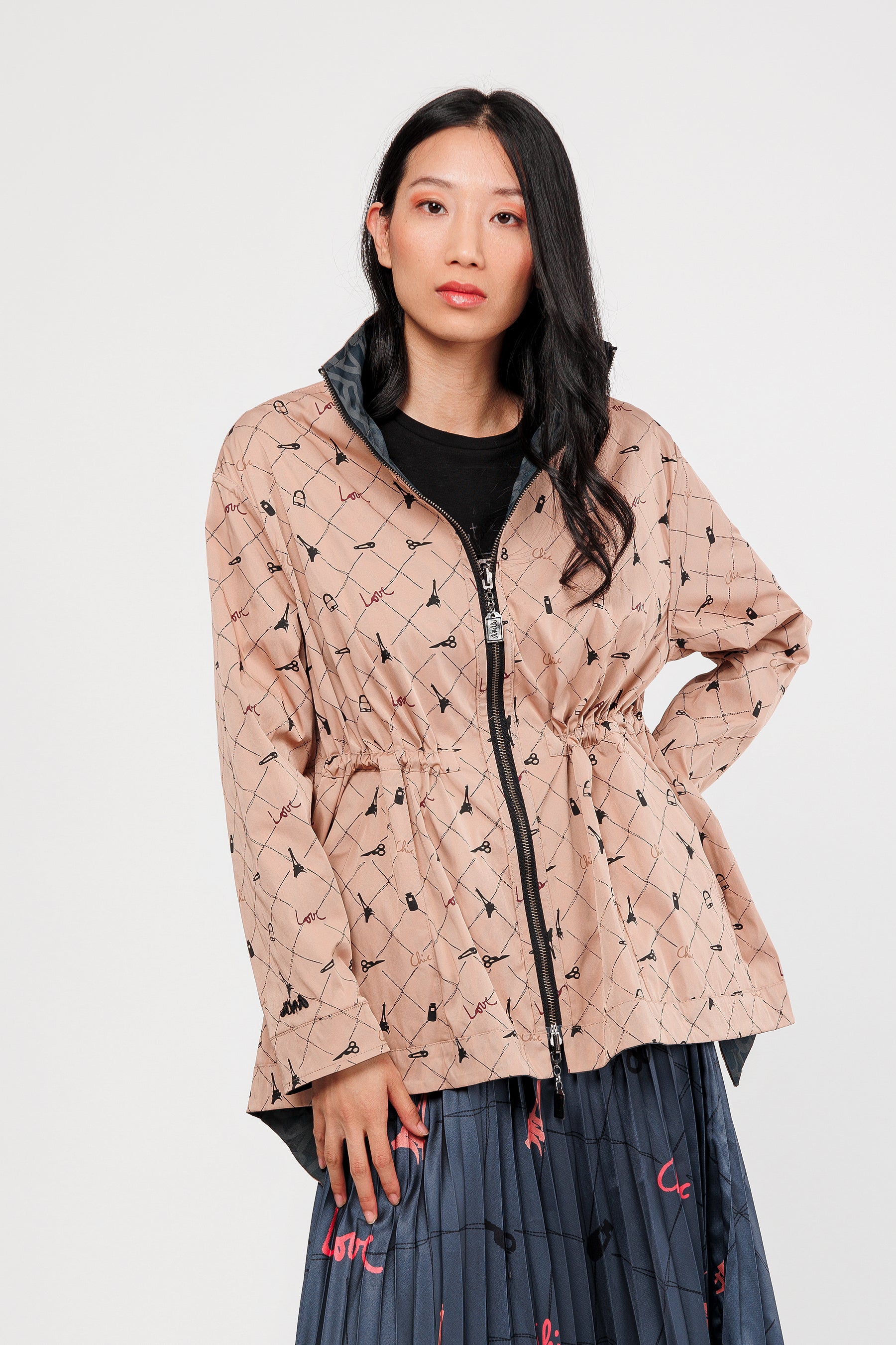 Black & beige reversible jacket