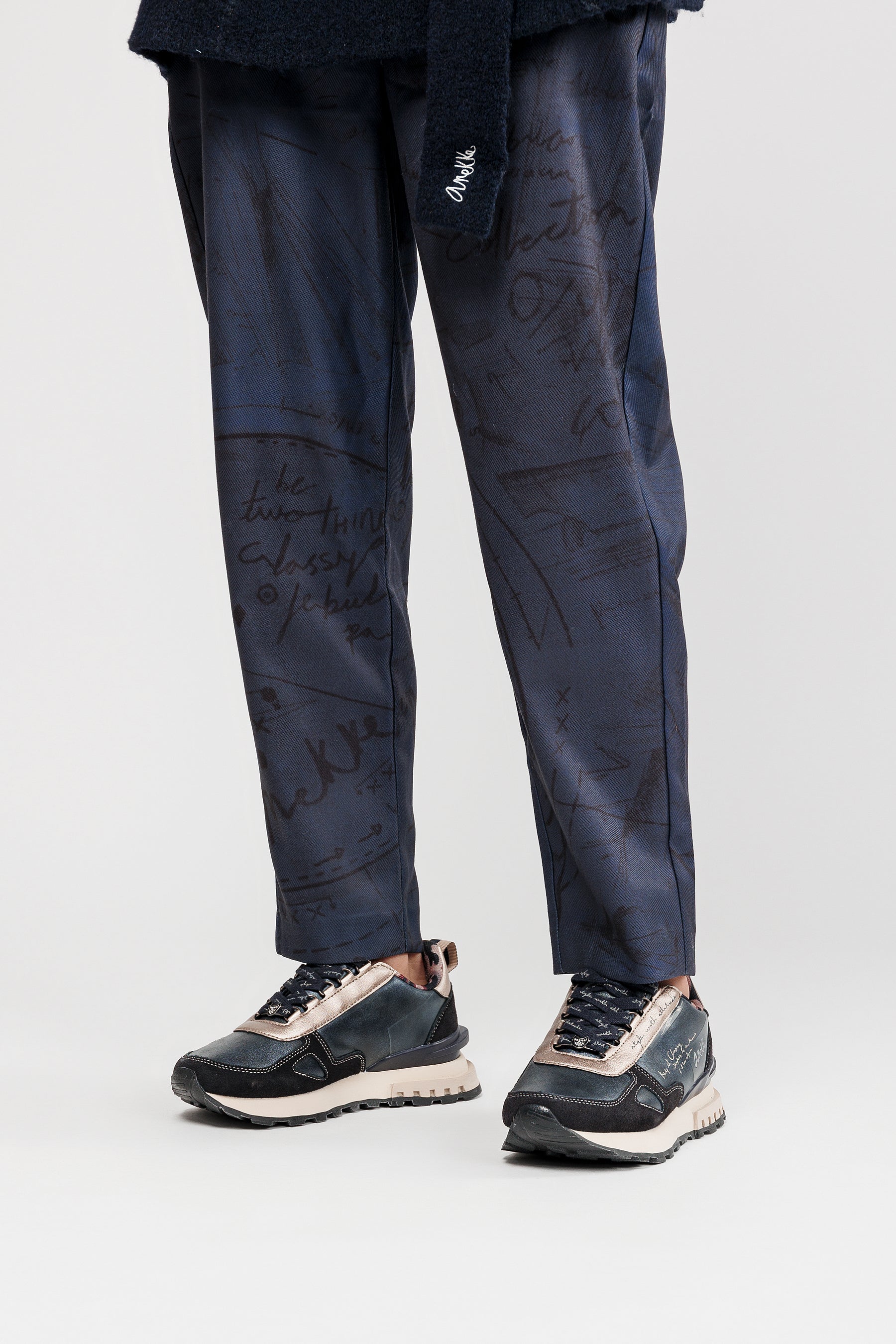 Navy blue & beige sneakers