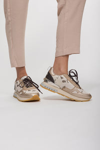 Beige and gold sneakers