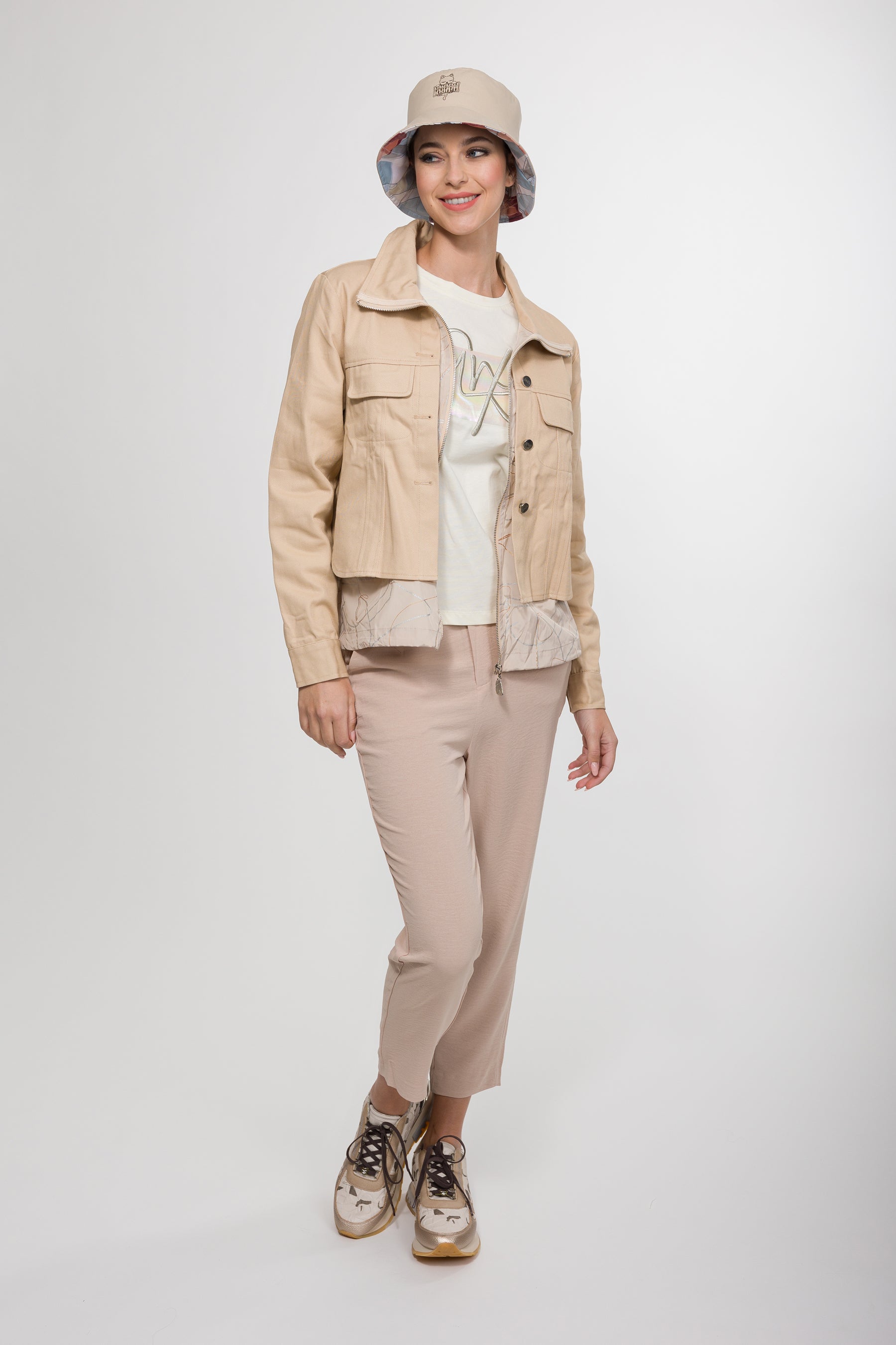 Beige and gold sneakers