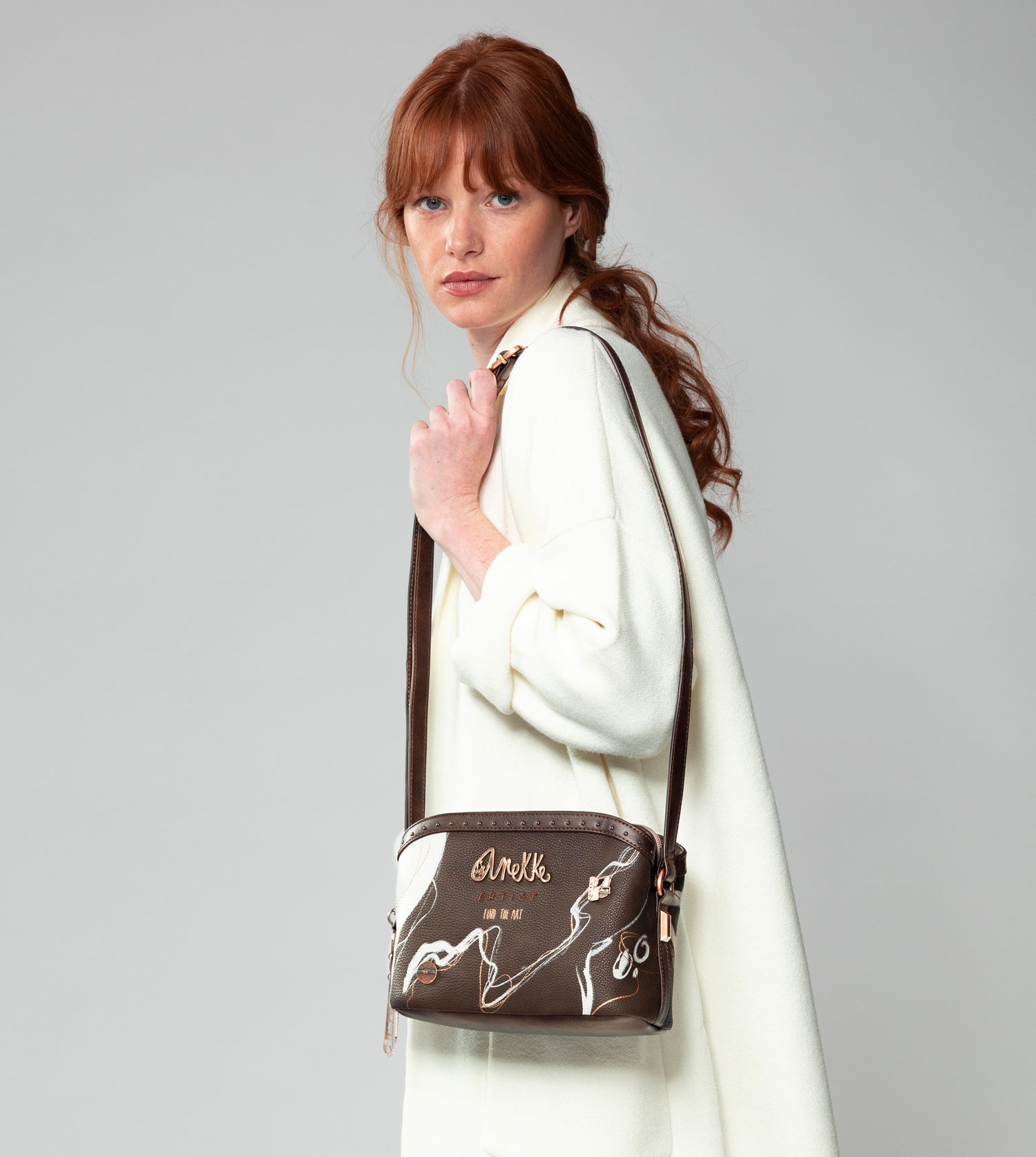 Nature Shodō brown 3 compartments shoulder bag