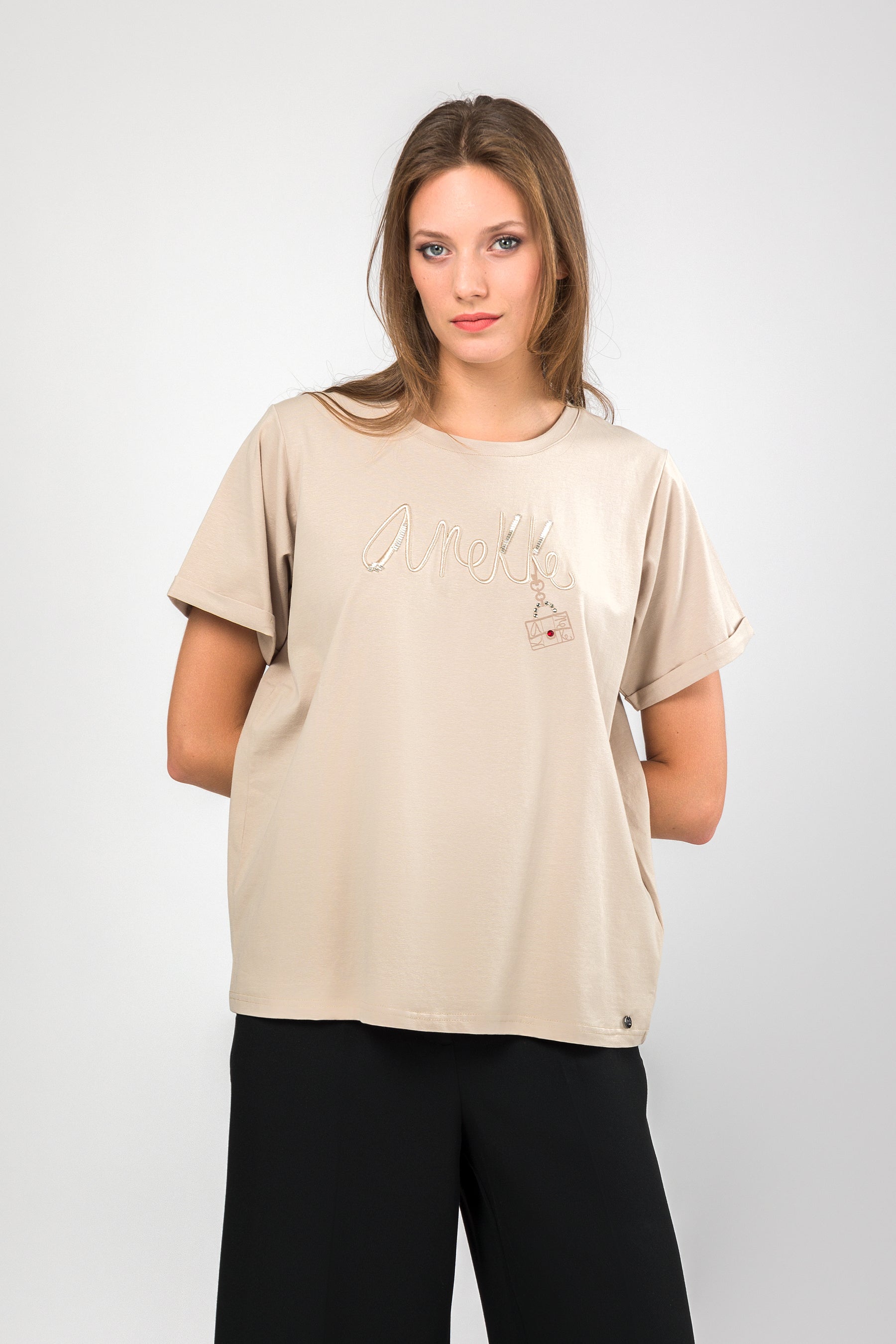 Logo beige short sleeve T-shirt