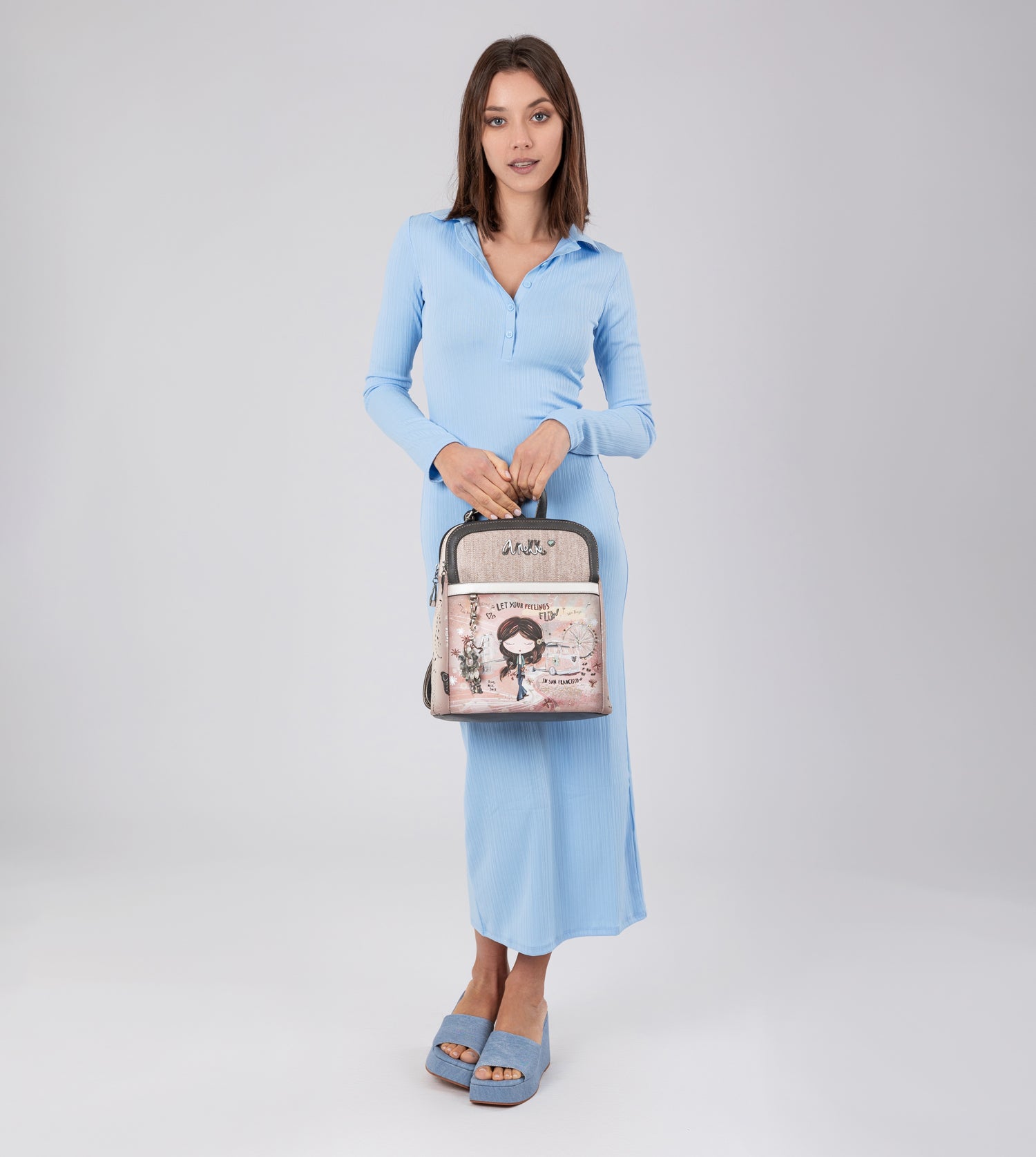 Peace & Love pink 2-compartment backpack