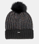 Black knitted beanie with pompom