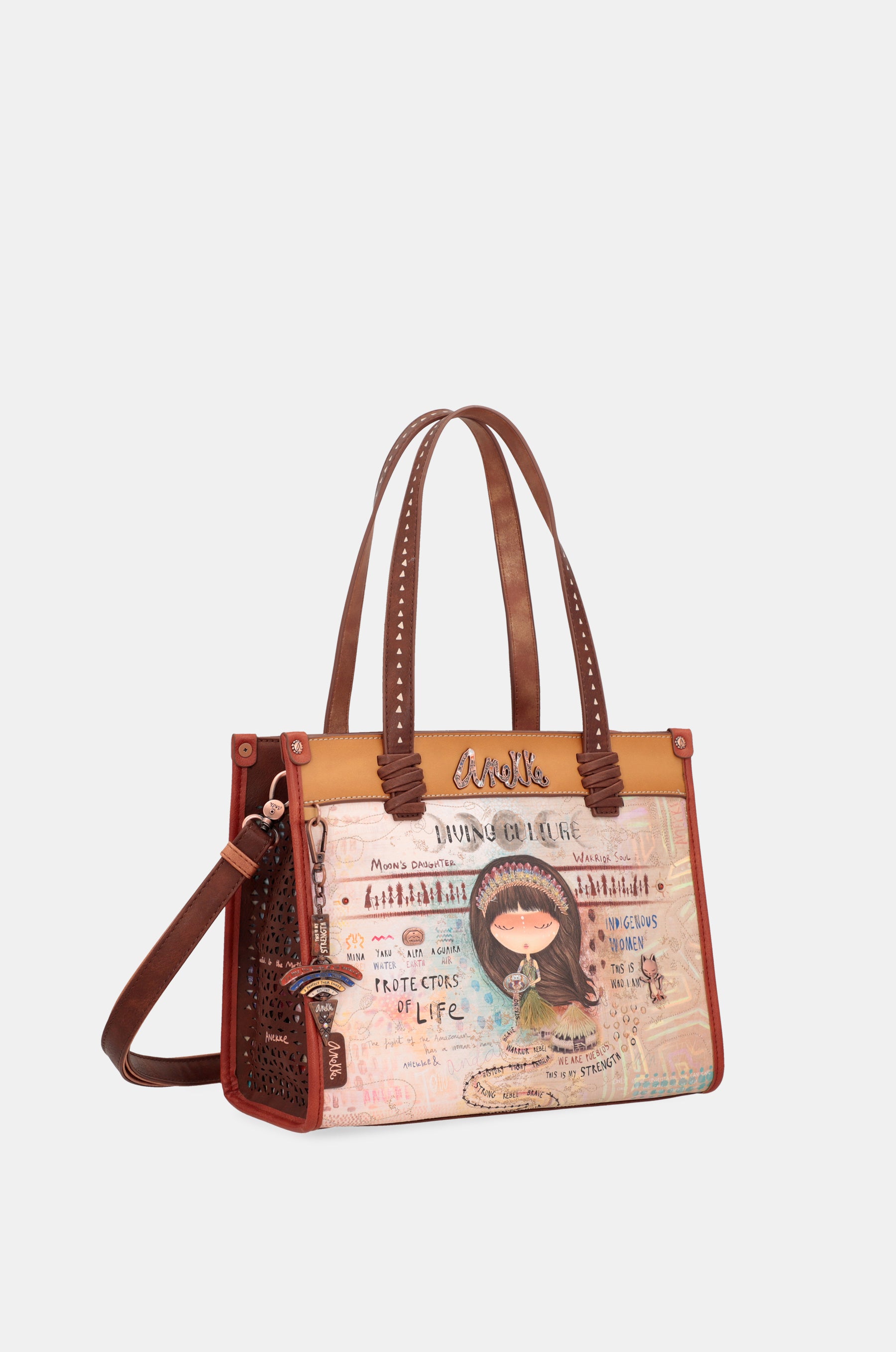 Menire printed tote bag with shoulder strap