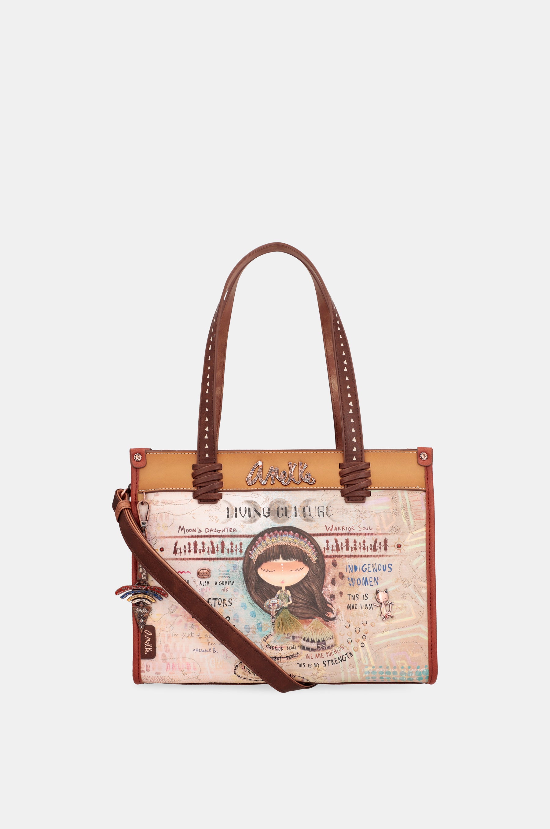 Menire printed tote bag with shoulder strap