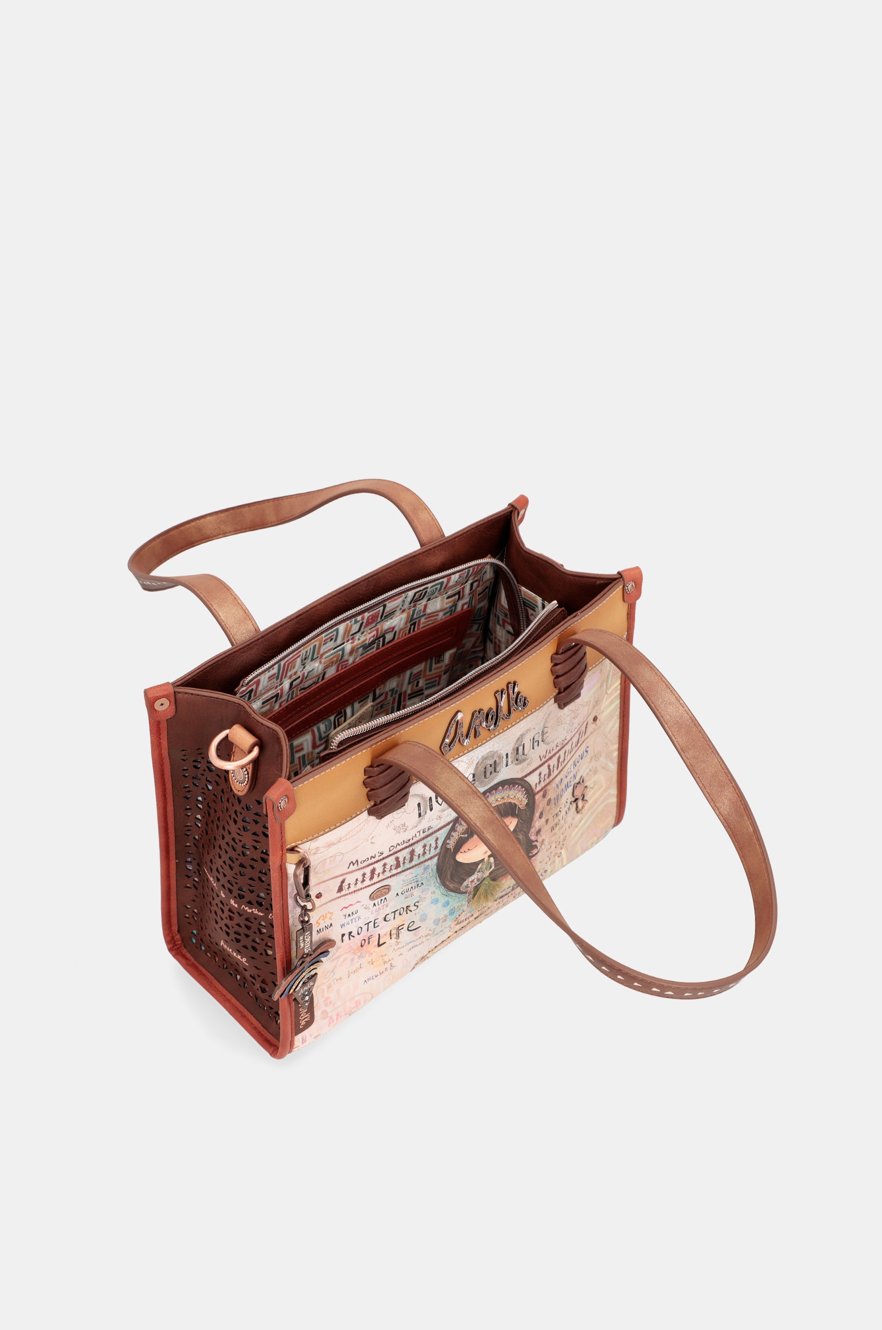 Menire printed tote bag with shoulder strap