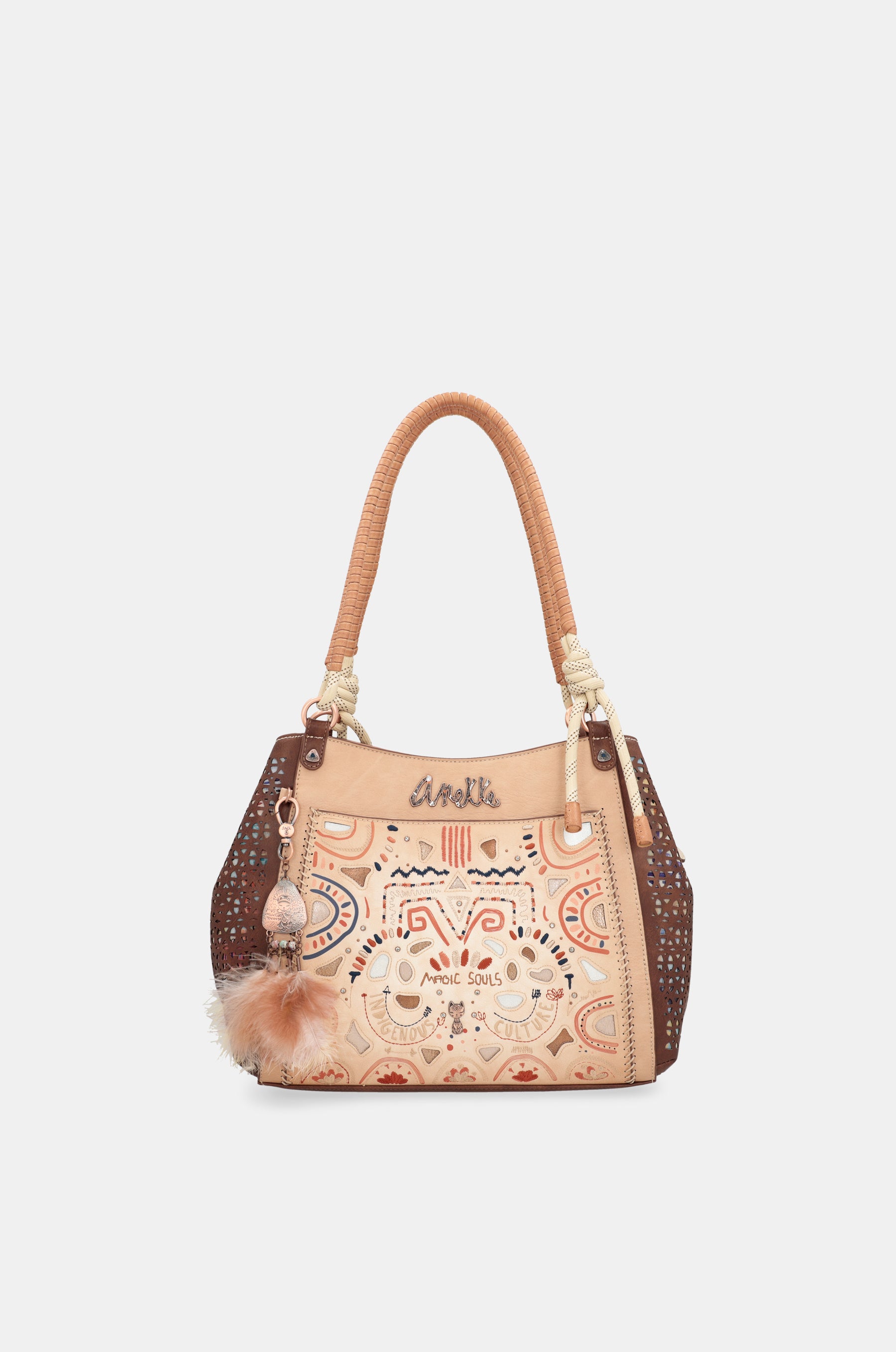 Tribe tote bag with braided handles