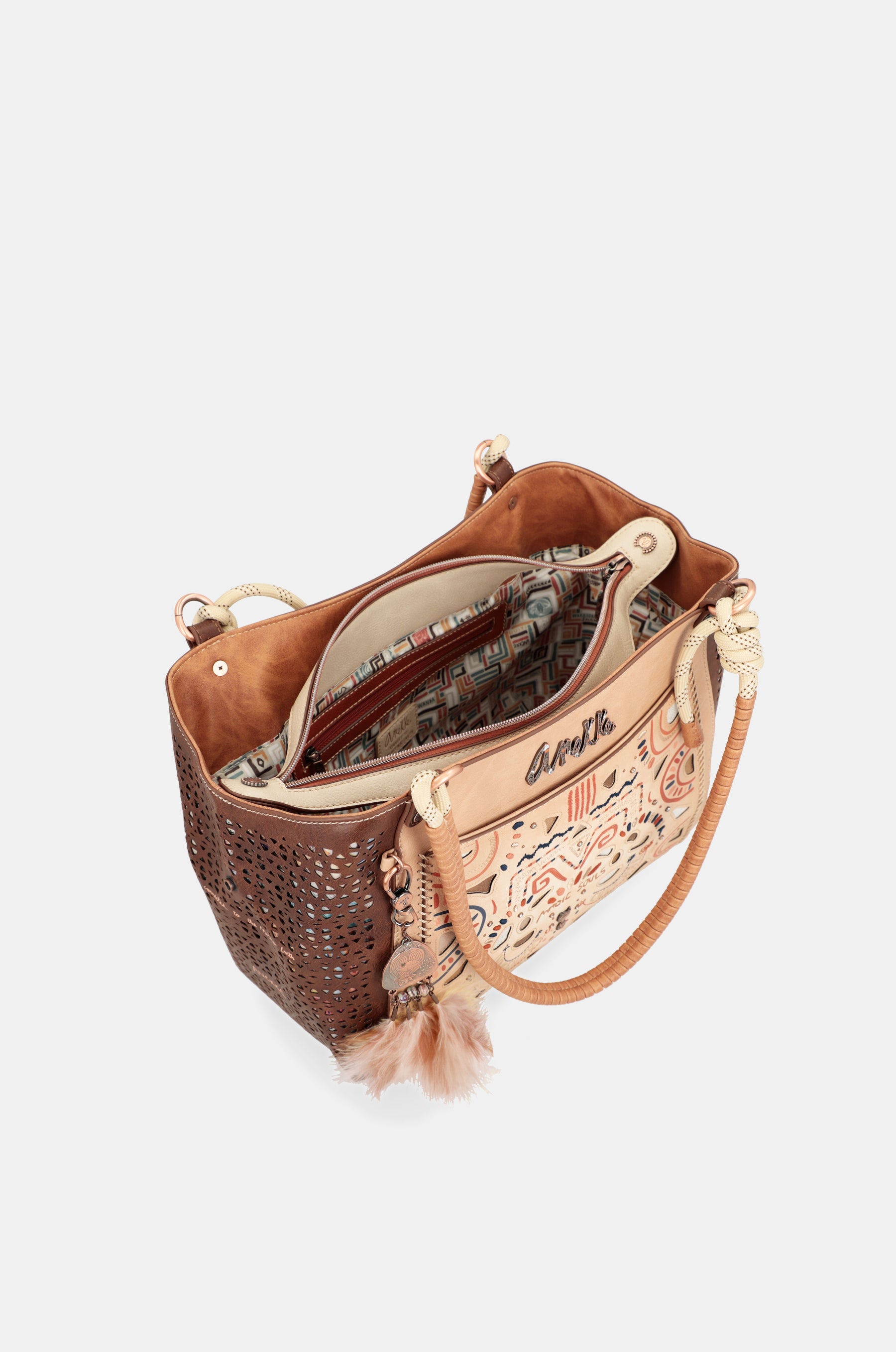 Tribe tote bag with braided handles