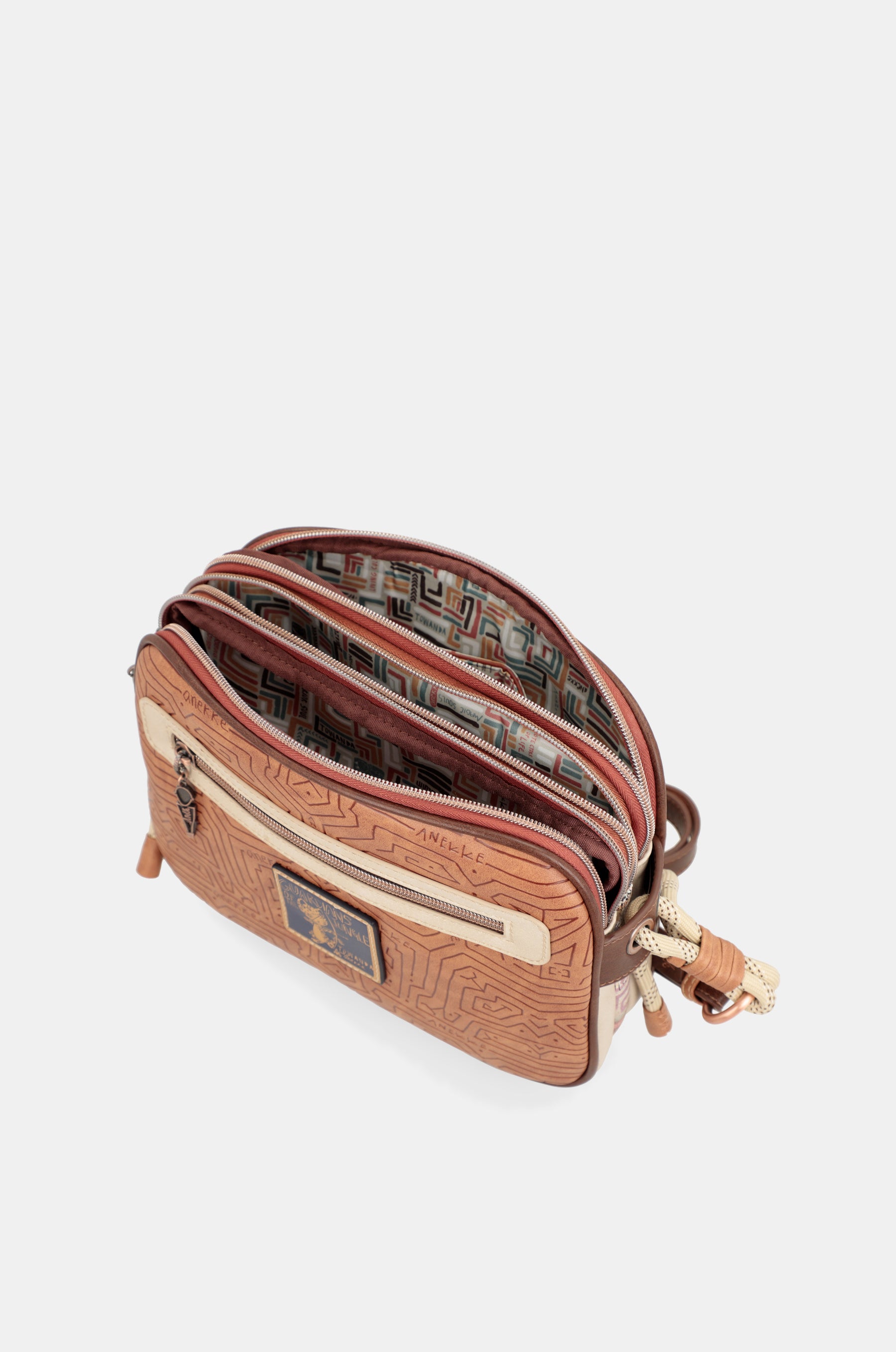 Tribe crossbody bag with 3 compartments