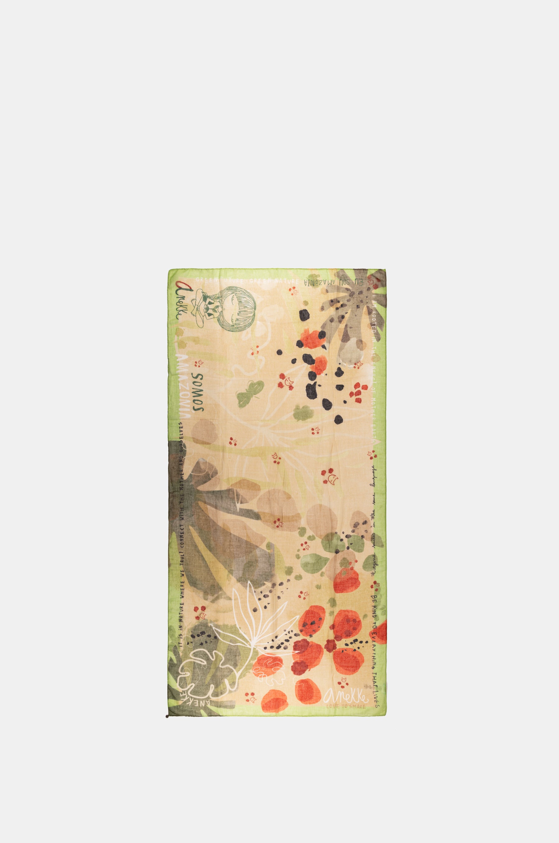 Amazonia green nature print scarf