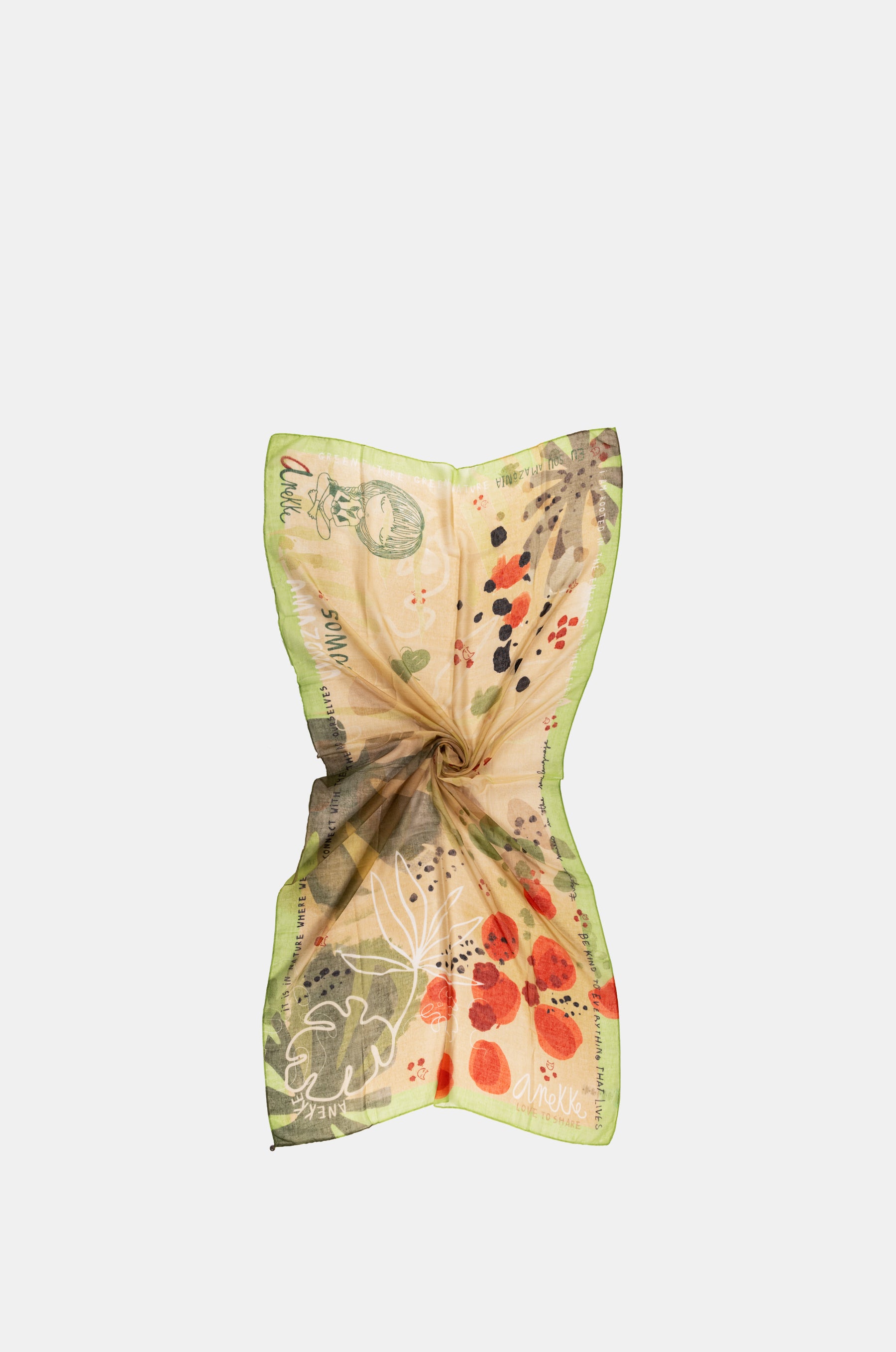 Amazonia green nature print scarf