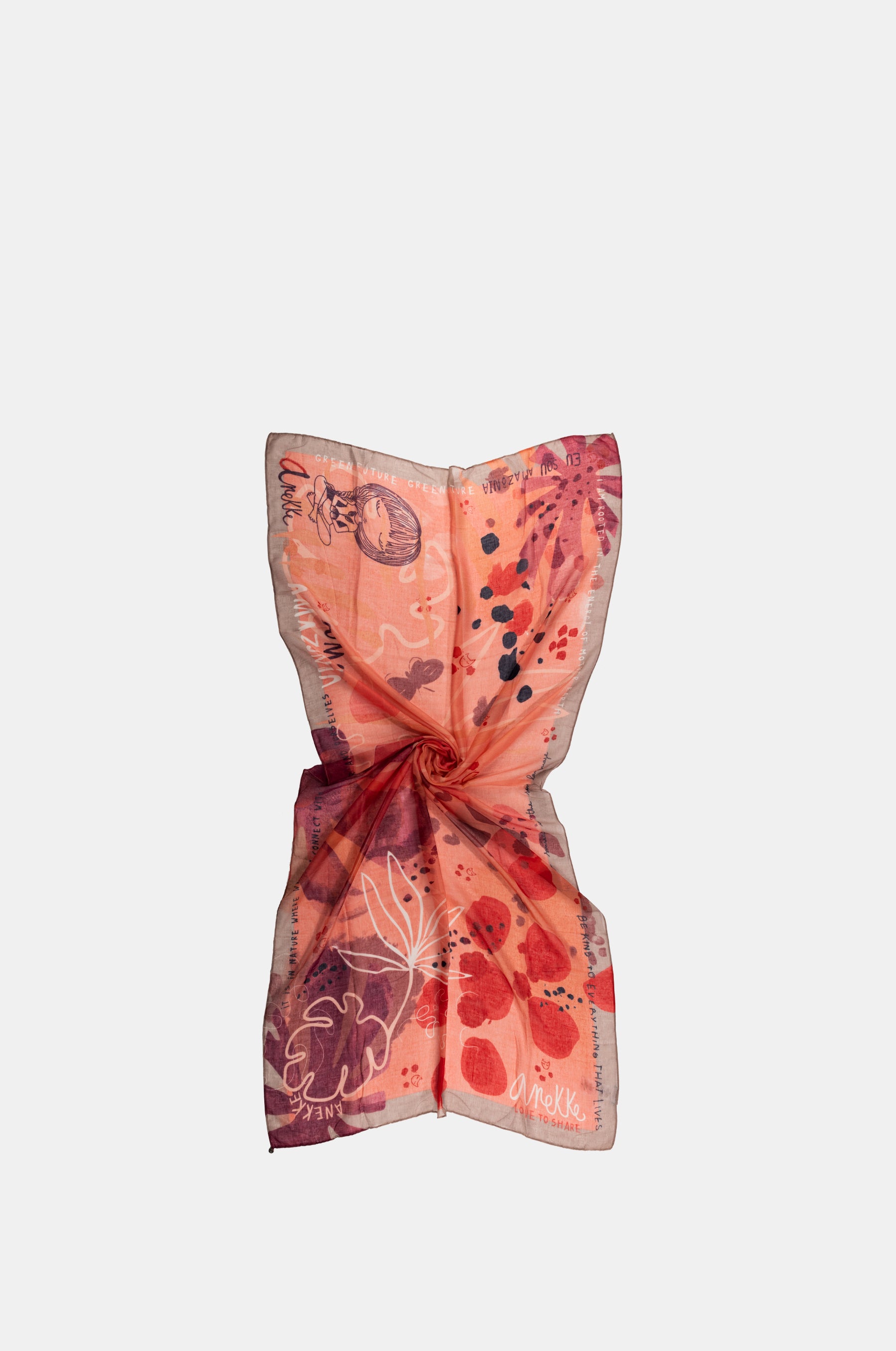 Amazonia nature print reddish scarf