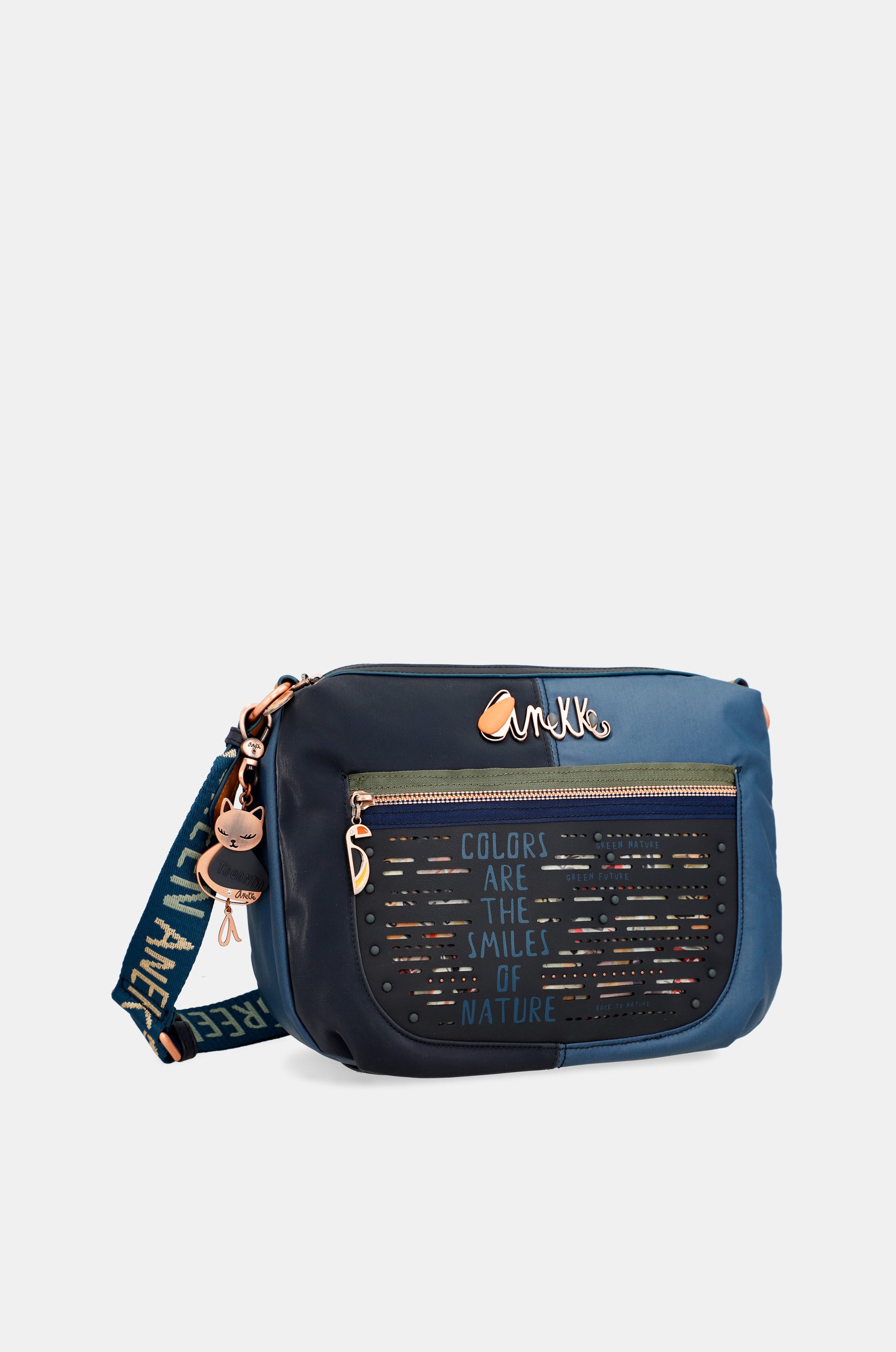 Nature Pachamama flexible navy blue crossbody bag
