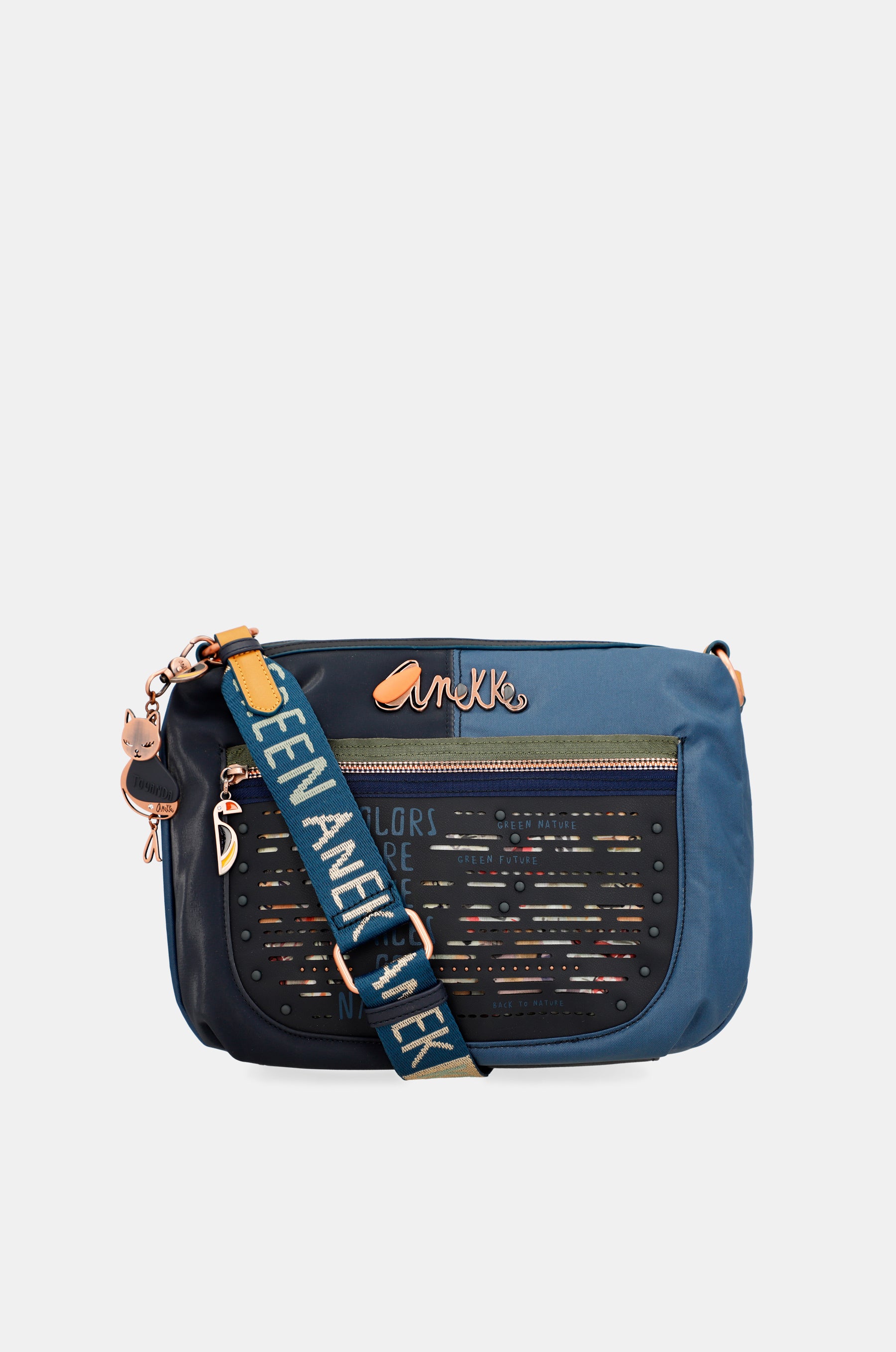 Nature Pachamama flexible navy blue crossbody bag