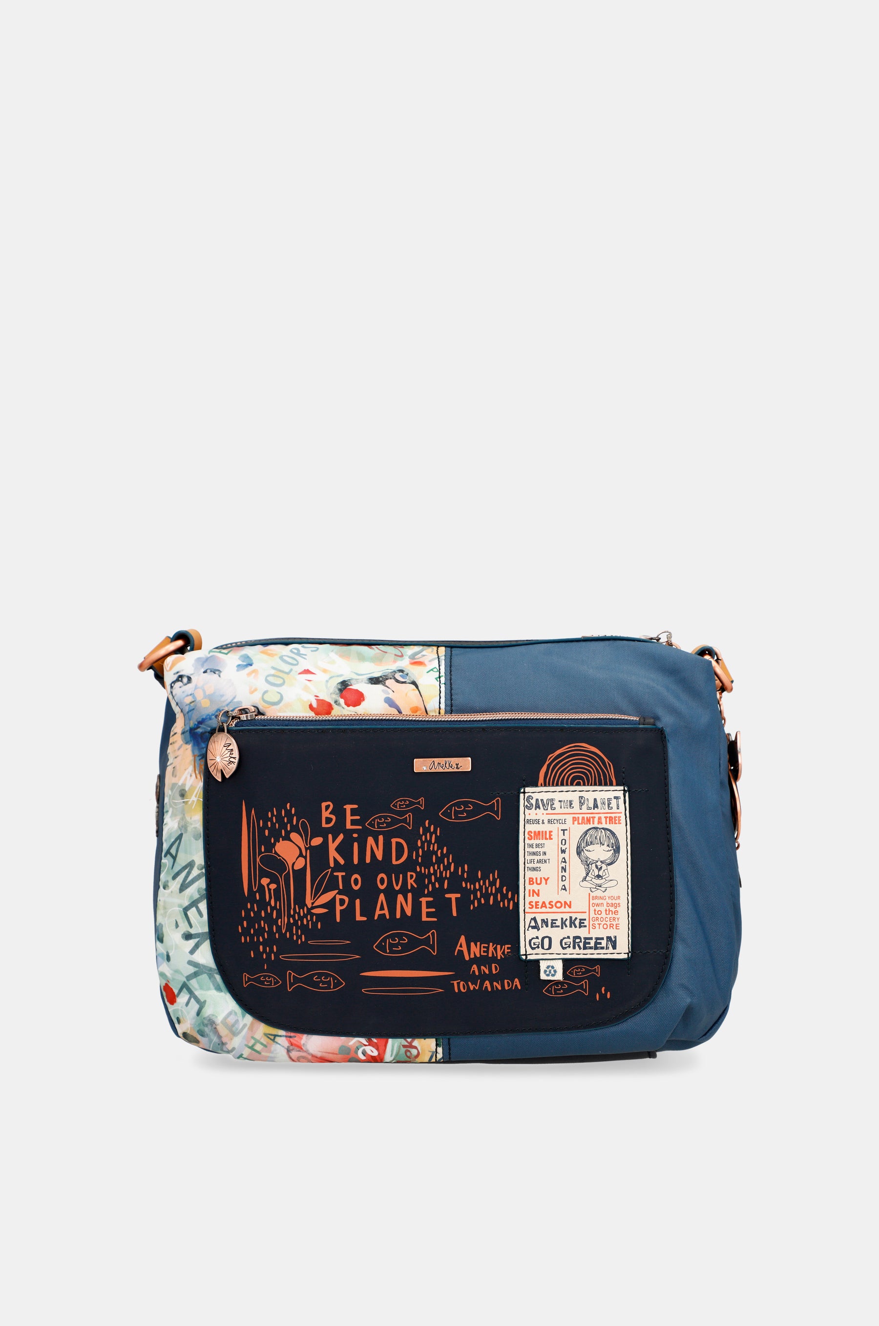 Nature Pachamama flexible navy blue crossbody bag