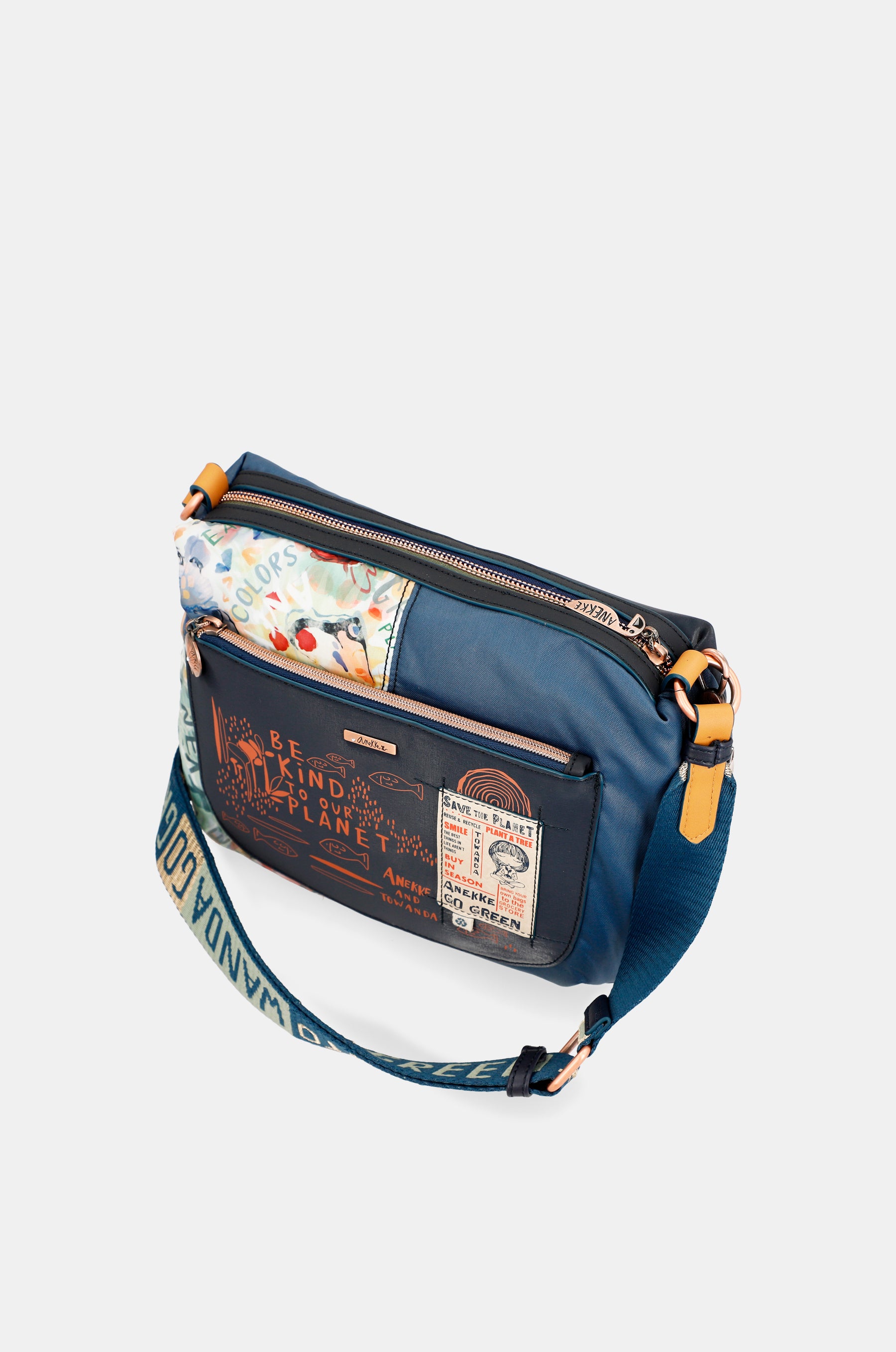 Nature Pachamama flexible navy blue crossbody bag