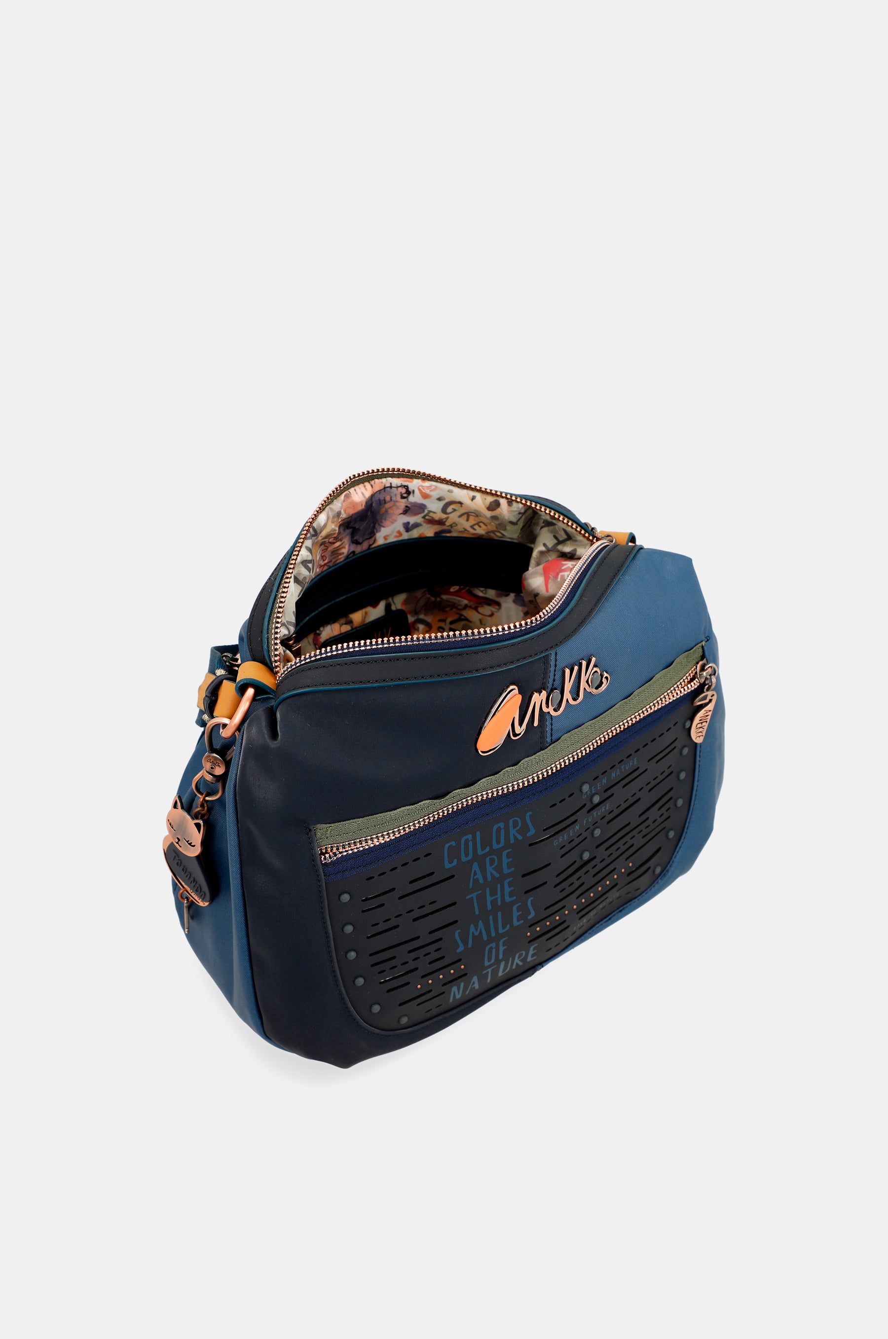 Nature Pachamama flexible navy blue crossbody bag