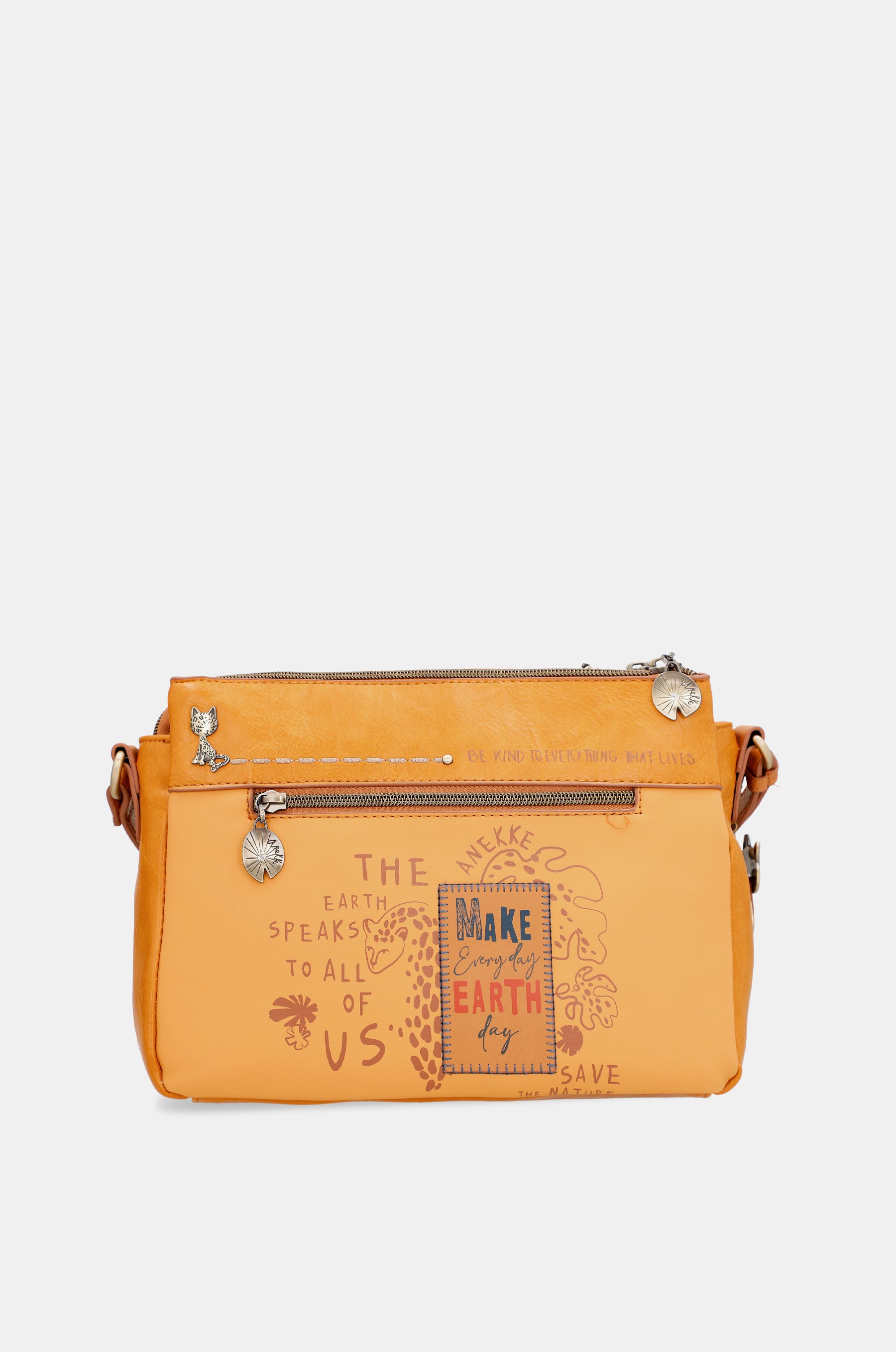 Nature Pachamama ochre crossbody bag with 3 compartments