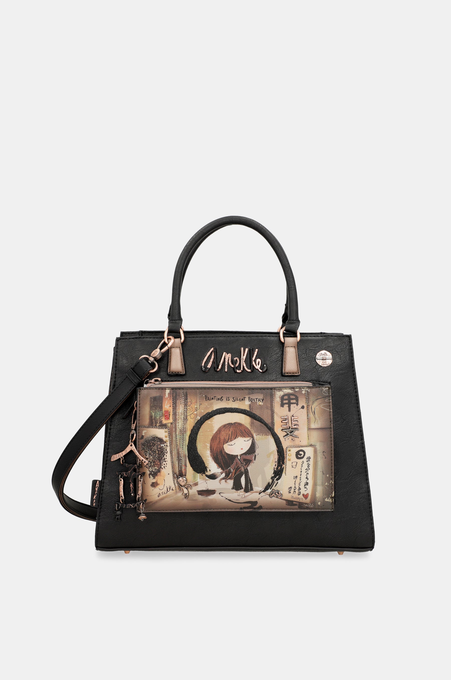 Shōen black tote with shoulder strap