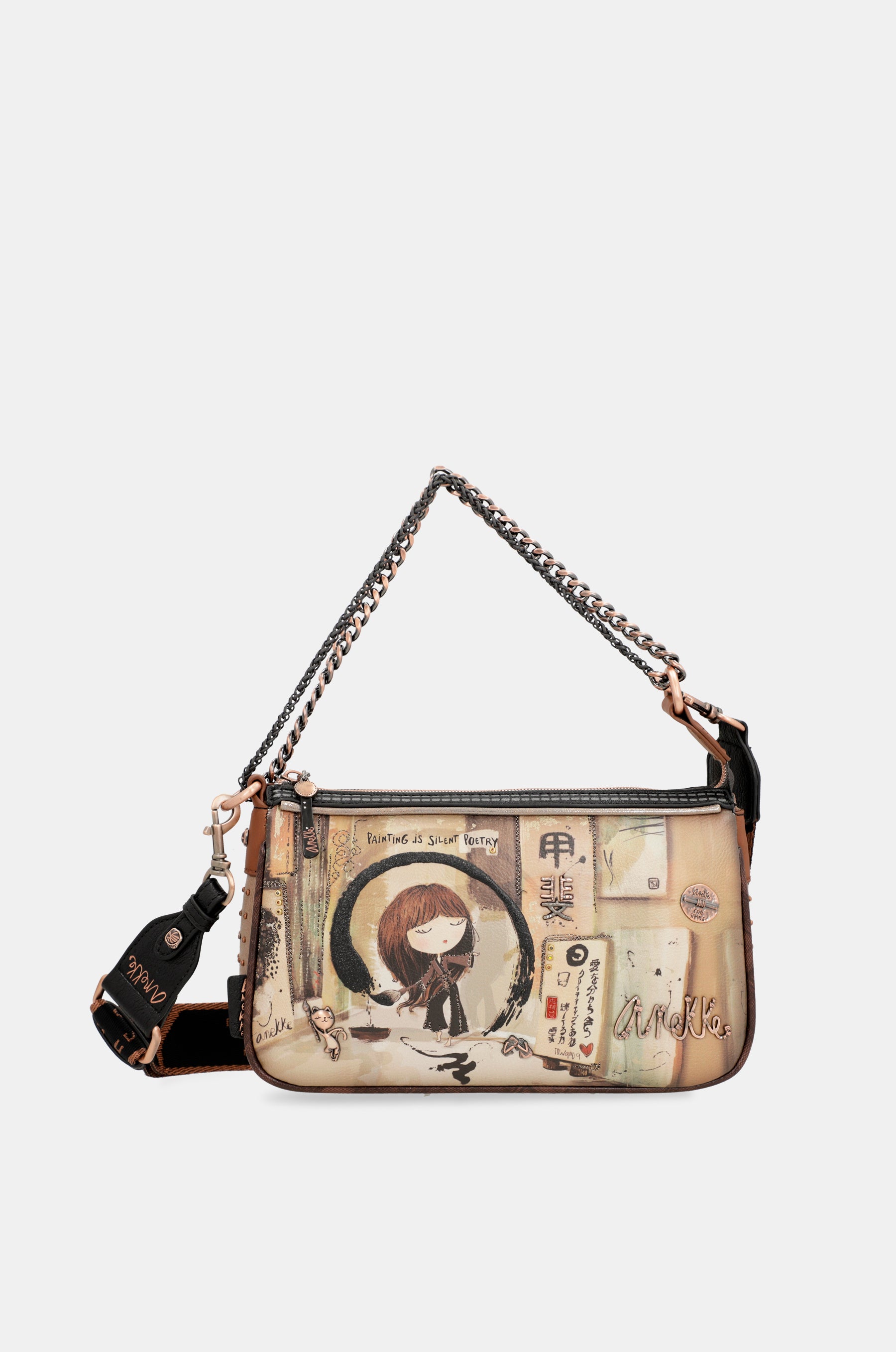 Shōen metal handle baguette bag