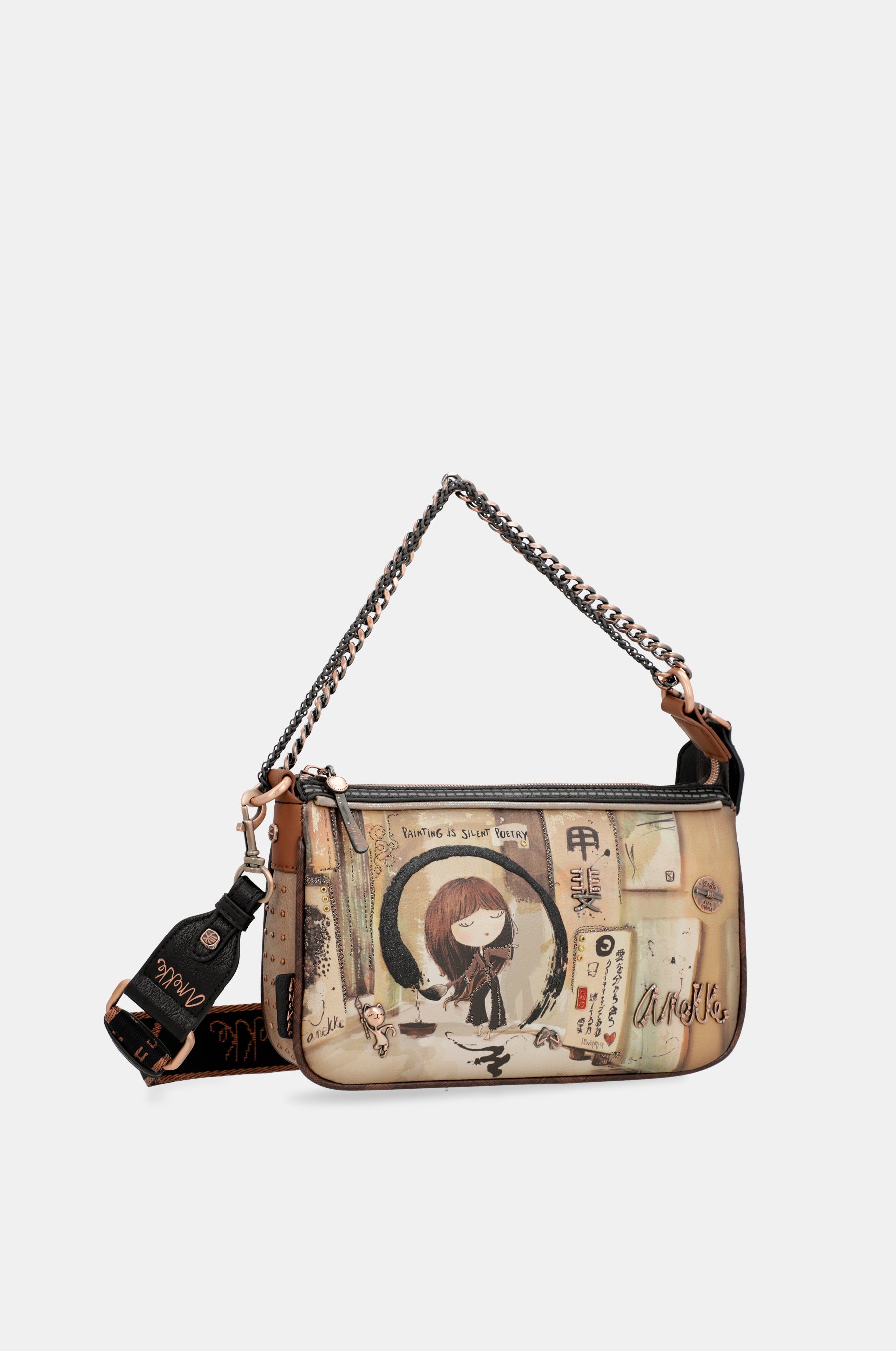 Shōen metal handle baguette bag