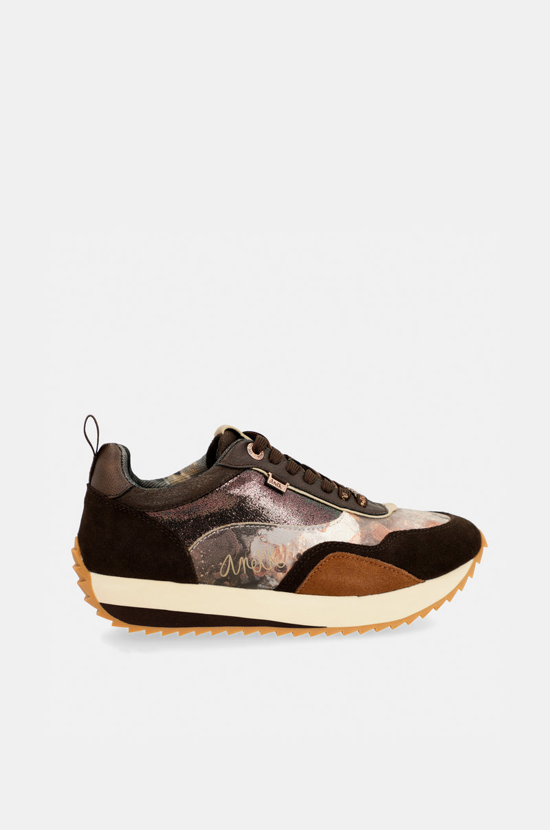 Brown Palette Patterned Sports Sneakers
