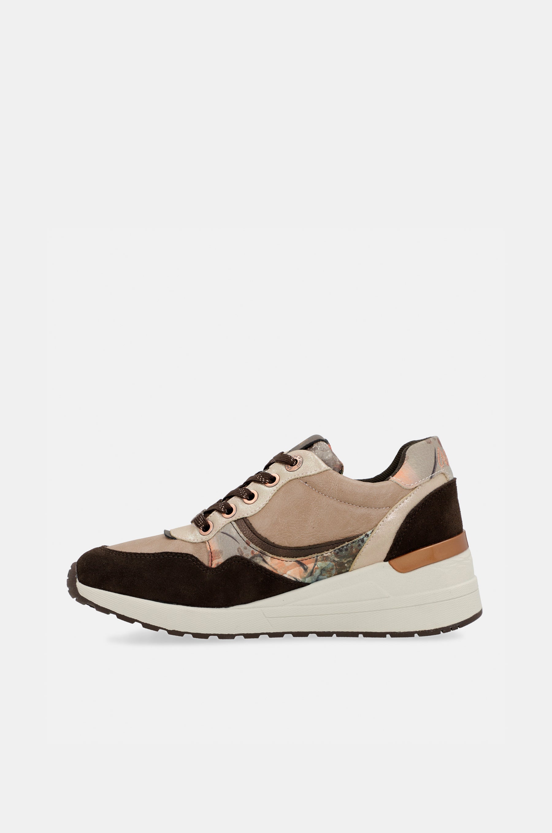 Brown Padded Sports Sneakers with Wedge