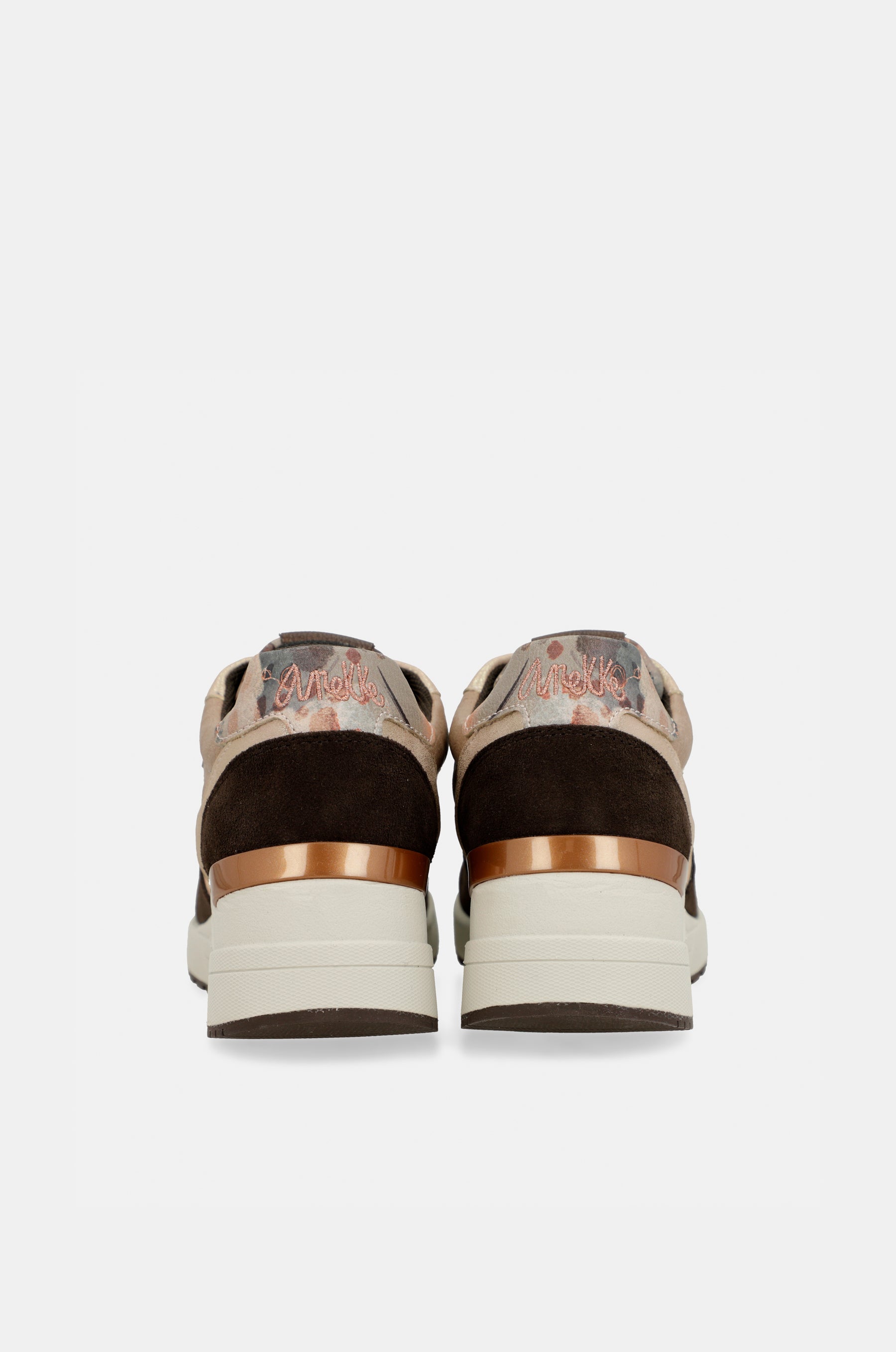 Brown Padded Sports Sneakers with Wedge