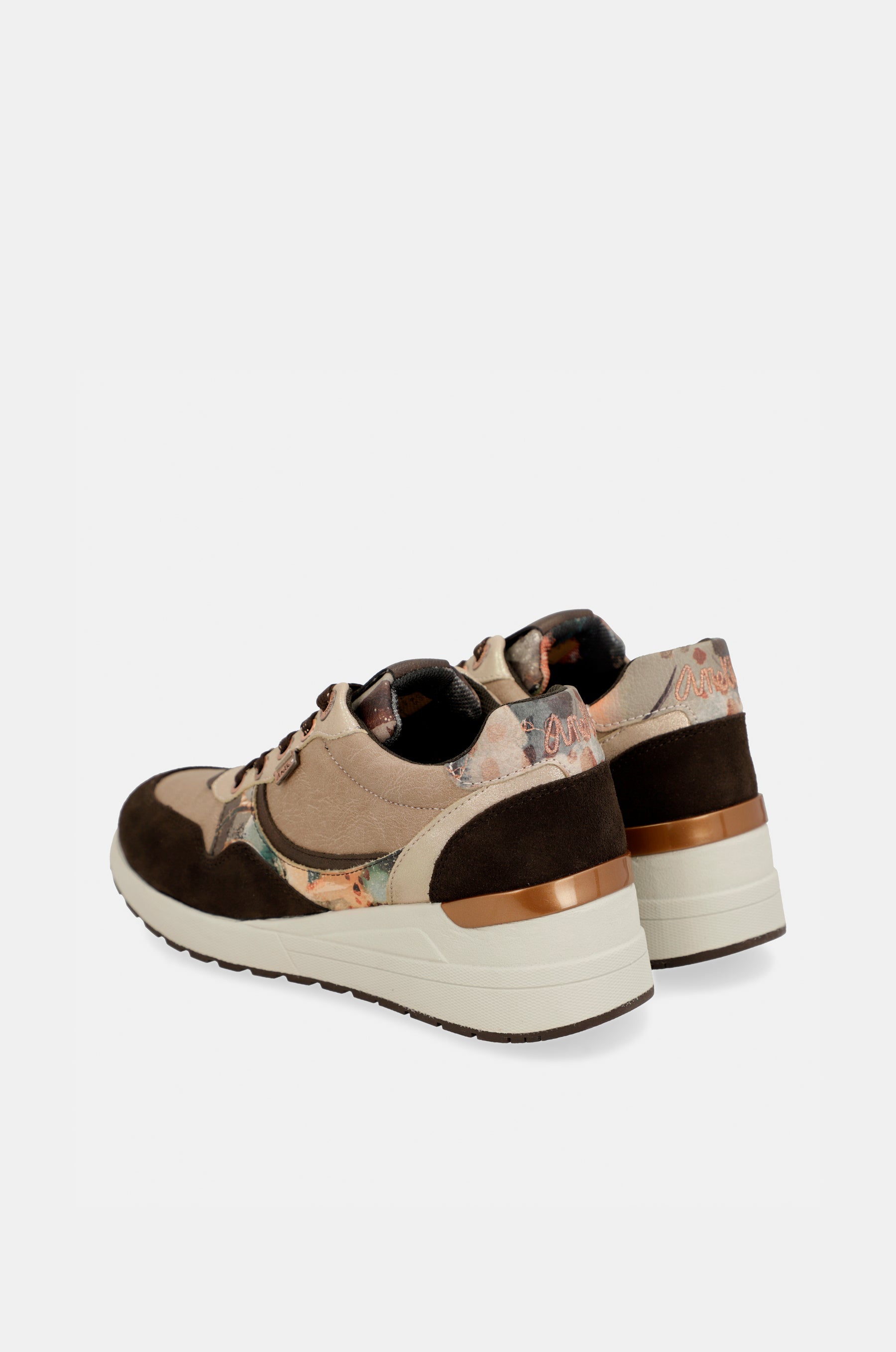 Brown Padded Sports Sneakers with Wedge