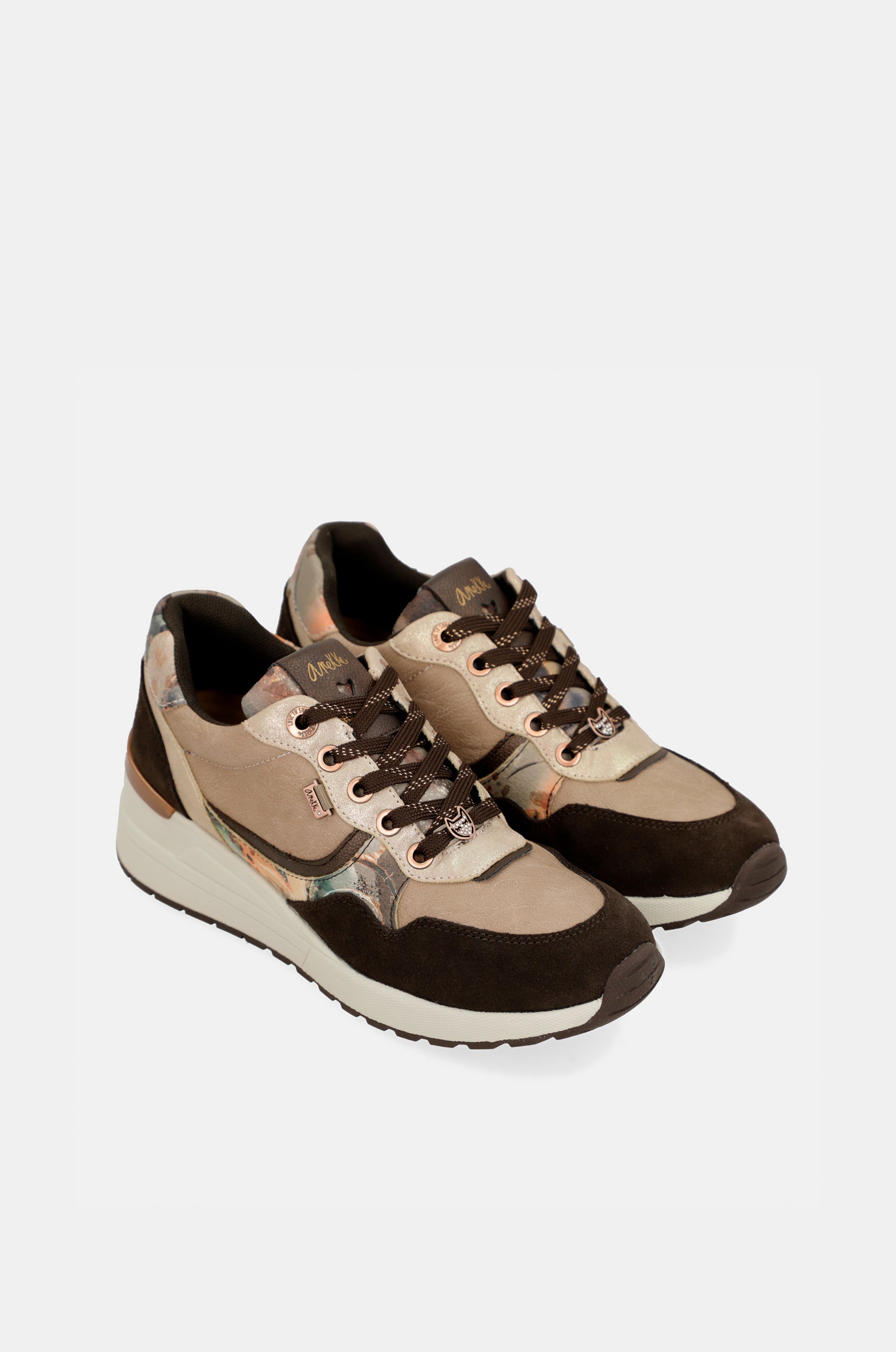 Brown Padded Sports Sneakers with Wedge