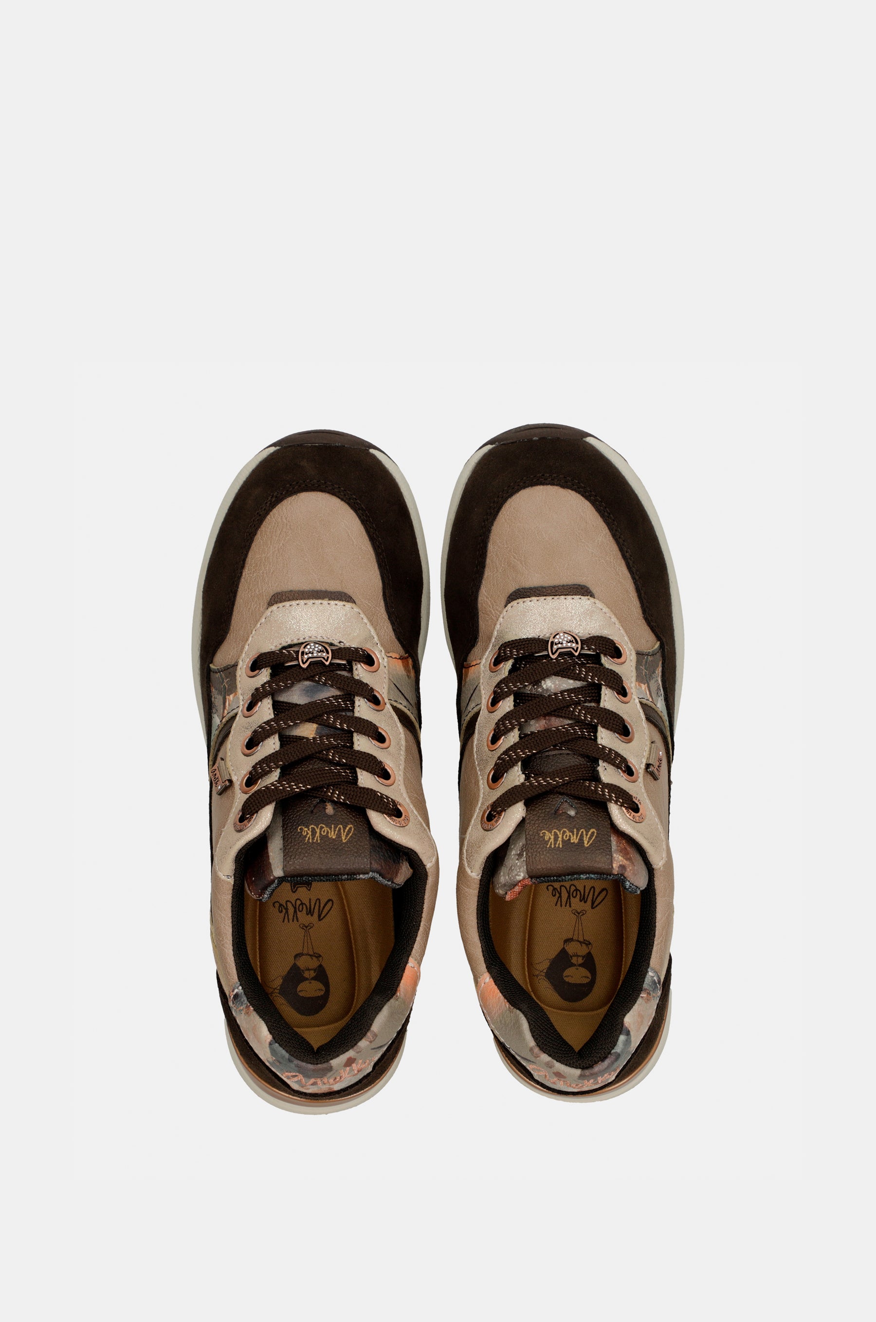 Brown Padded Sports Sneakers with Wedge