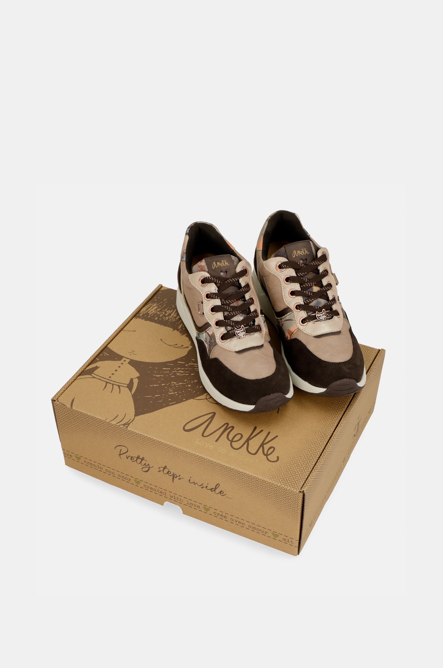 Brown Padded Sports Sneakers with Wedge