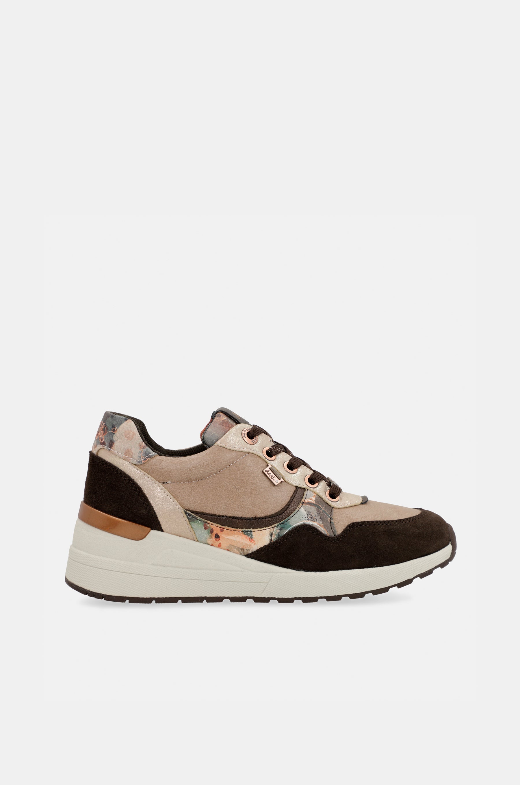 Brown Padded Sports Sneakers with Wedge